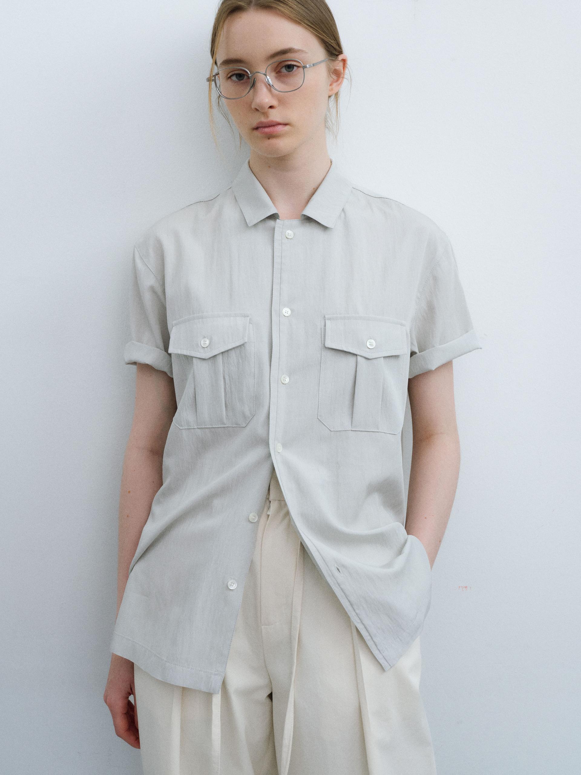 [13차 재입고 5/22 순차배송] wrinkled lapel shirts (mint grey)