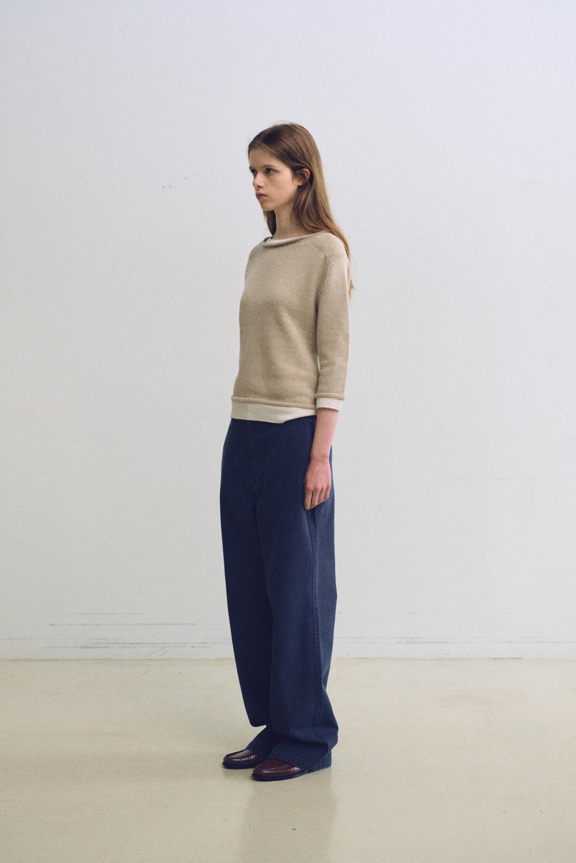 layered roll knit (beige)