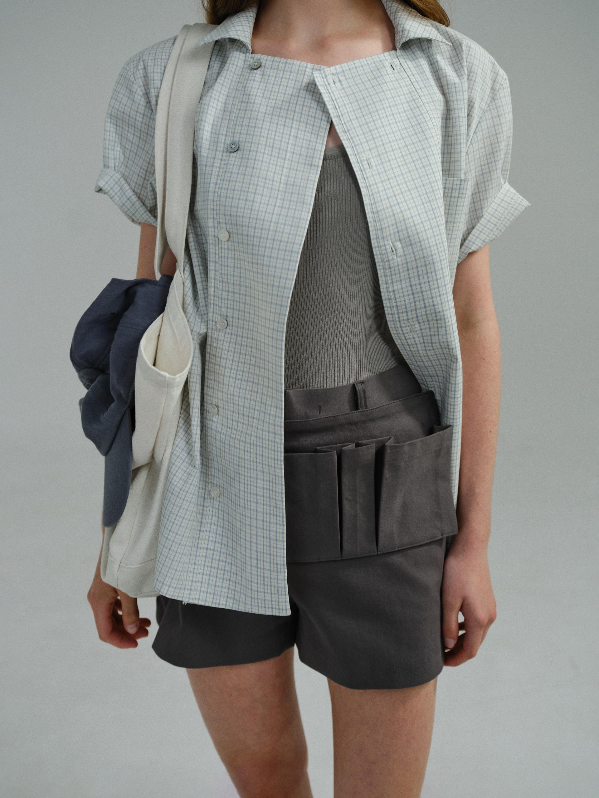 double structure shirt (blue check)