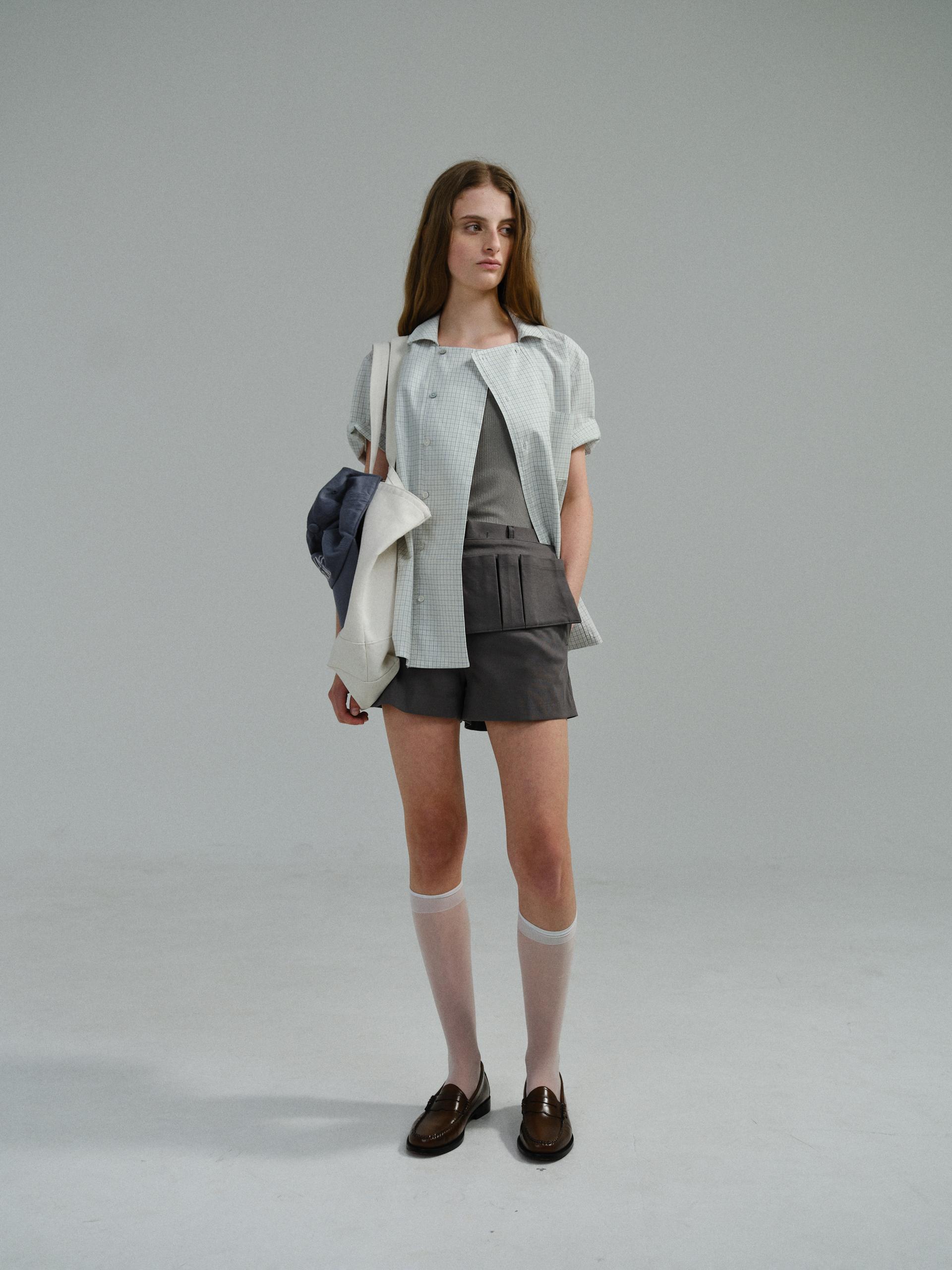 double structure shirt (blue check)