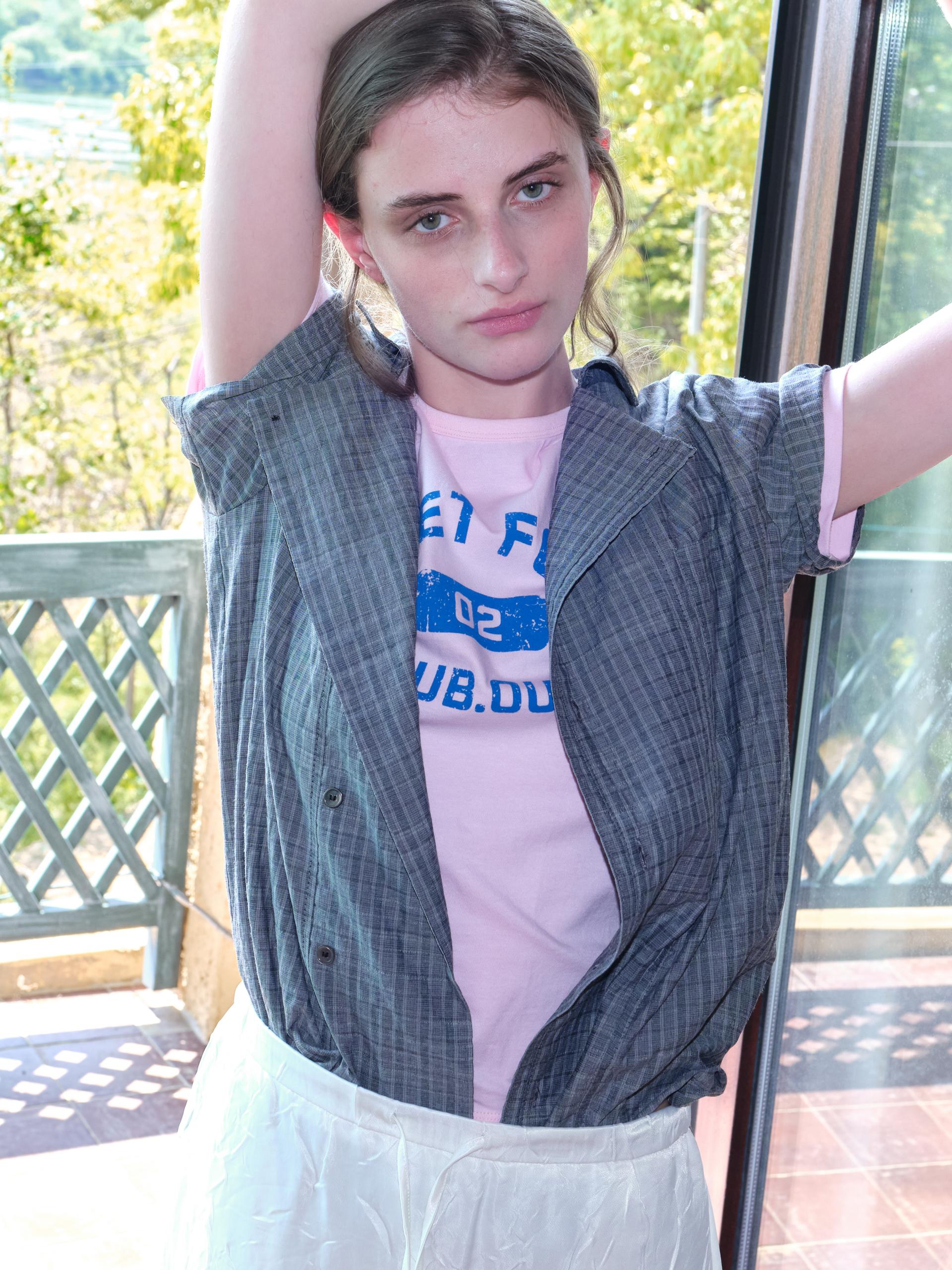 double structure shirt (grey check)