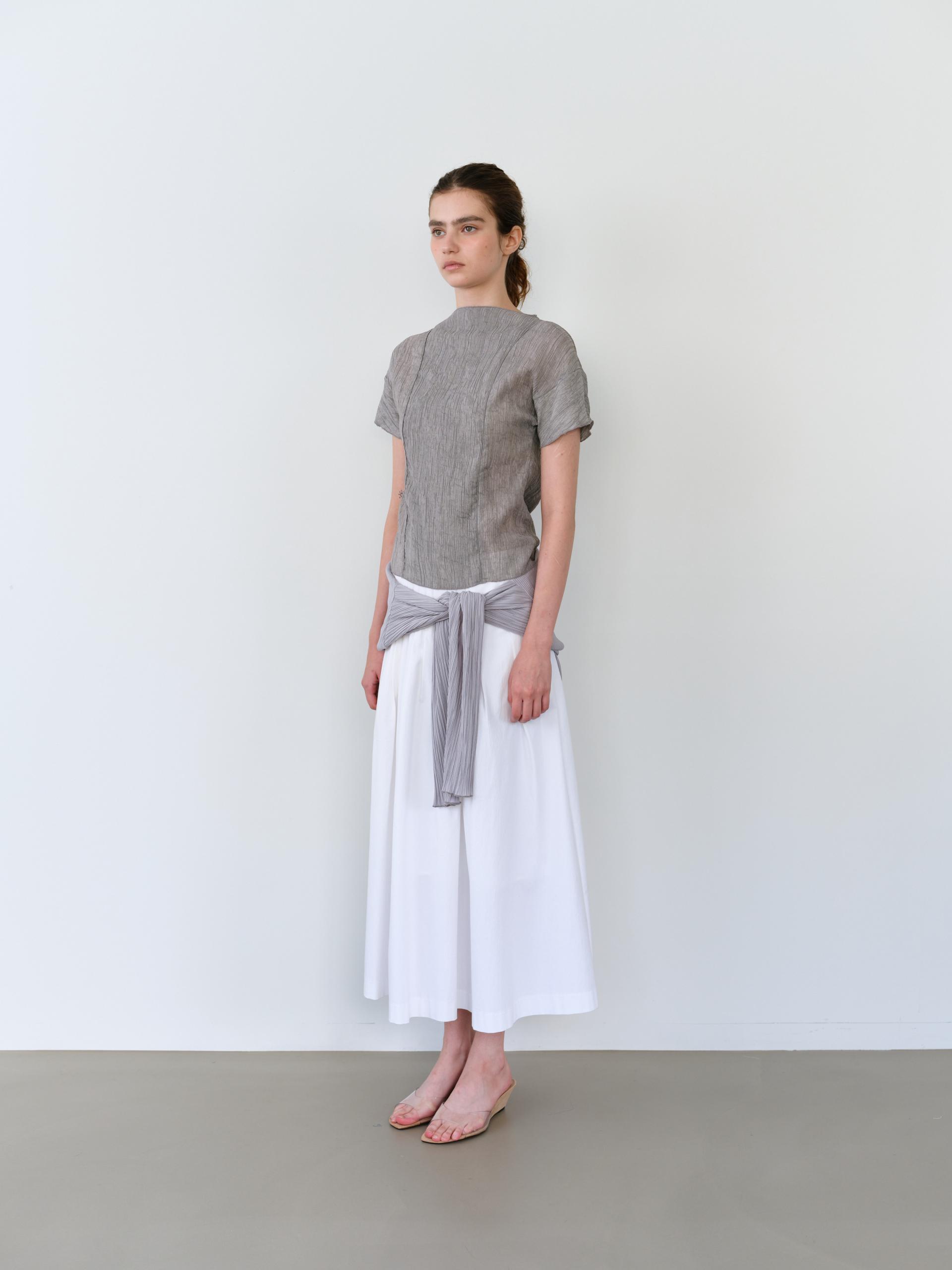 asym pleats skirt (ivory)