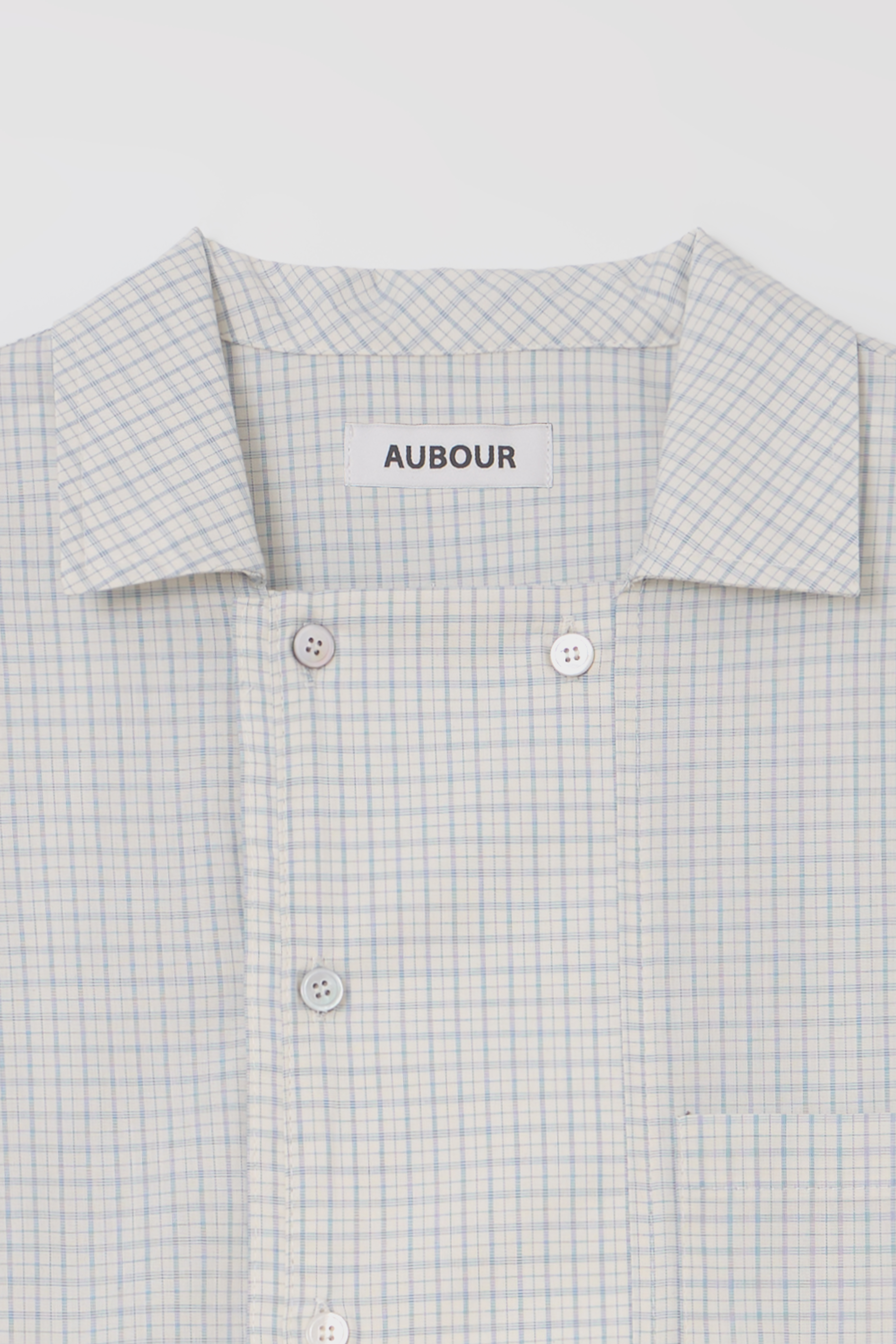 overlap check shirt (ivory blue)