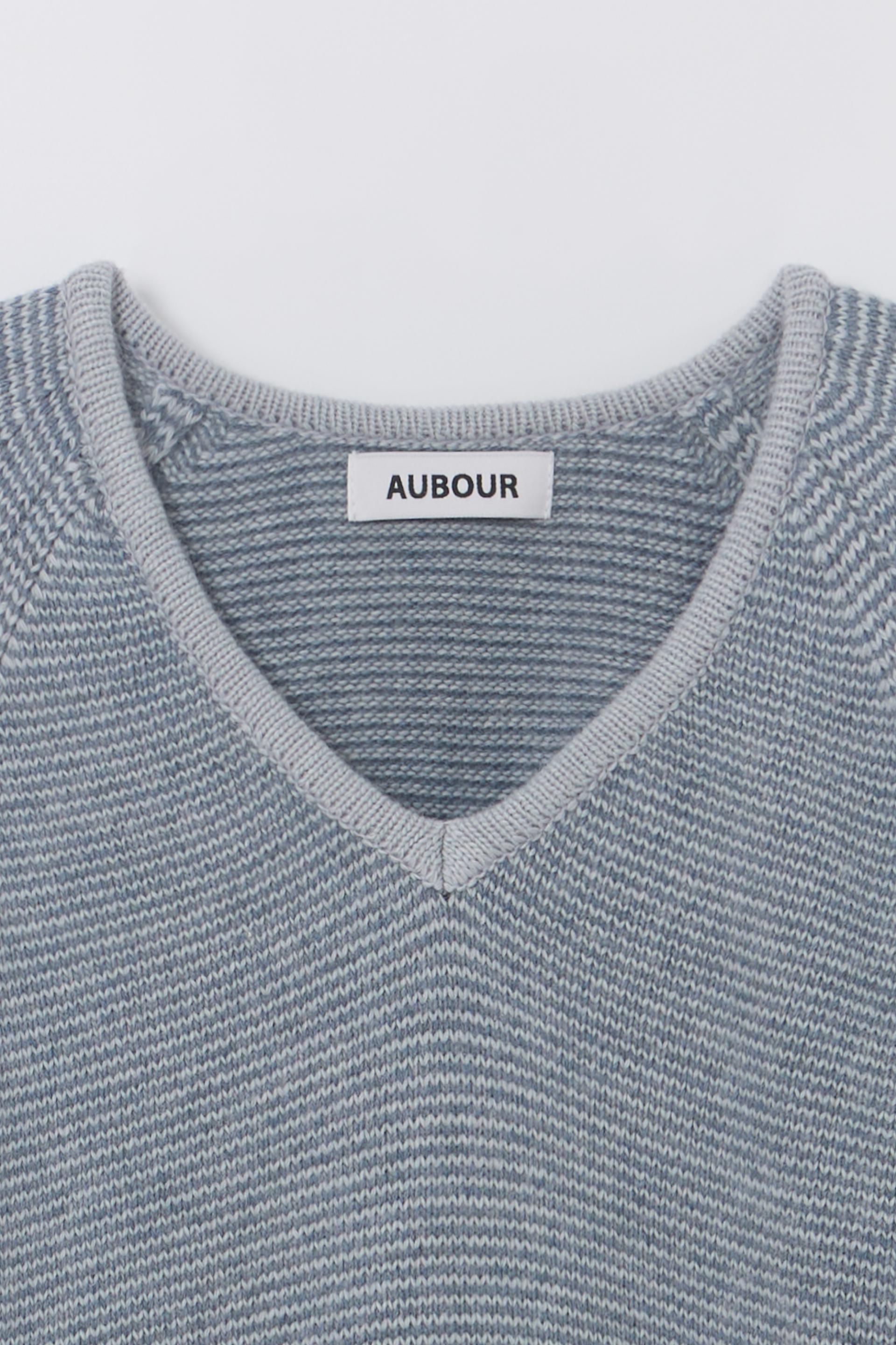 [2차 재입고] pipe v-neck knit (stripe sky blue)