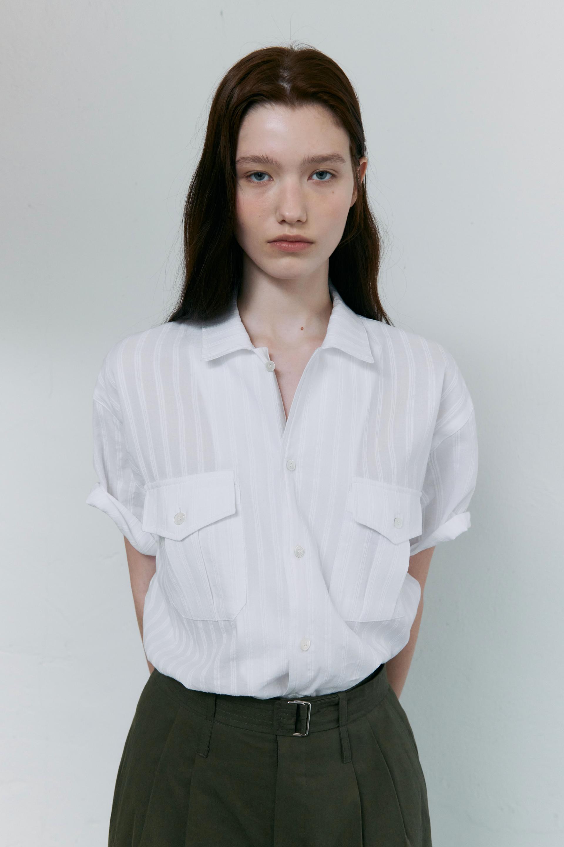 [10차 재입고] wrinkled lapel shirts (white stripe)