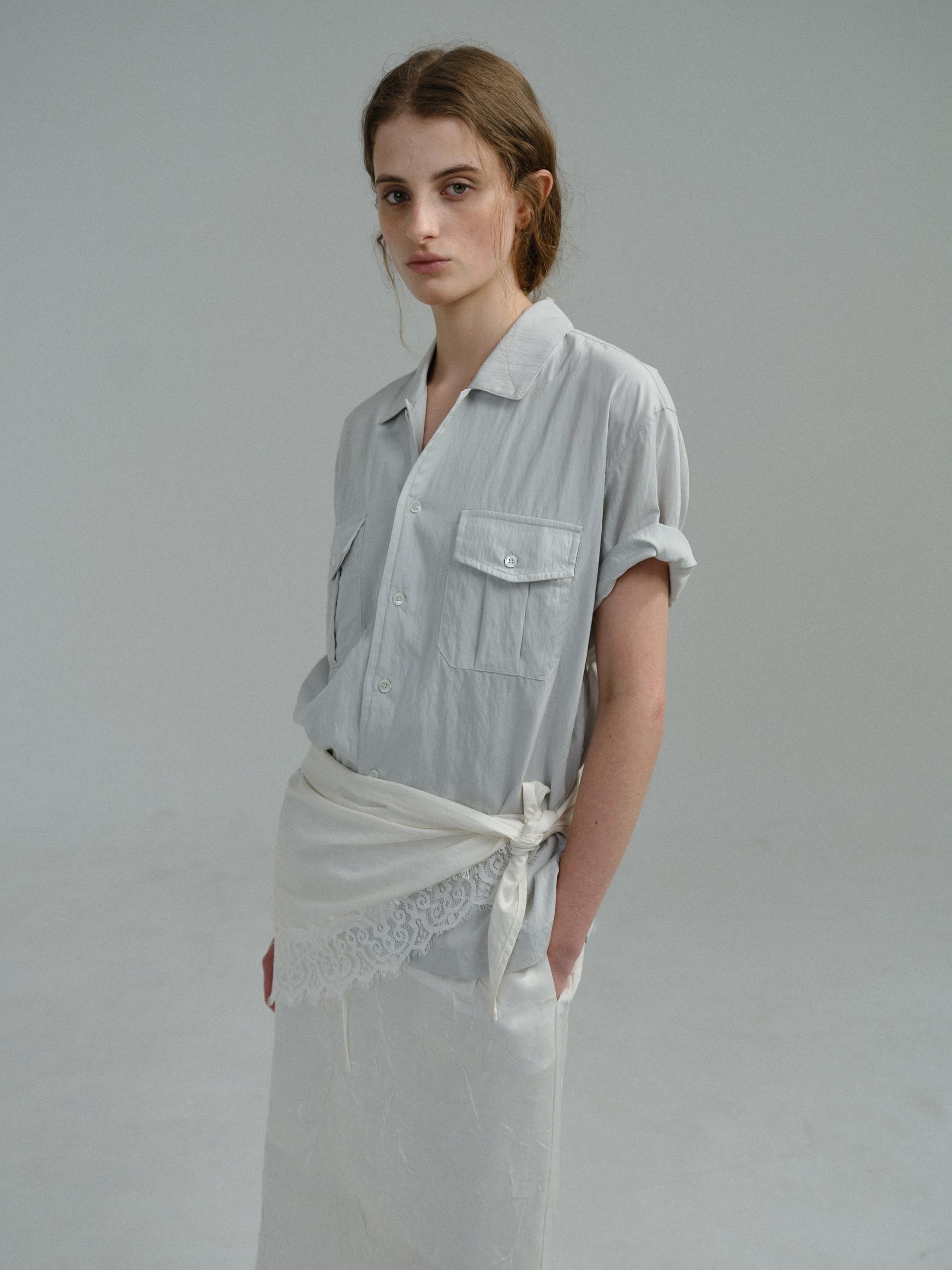 [13차 재입고 5/22 순차배송] wrinkled lapel shirts (mint grey)