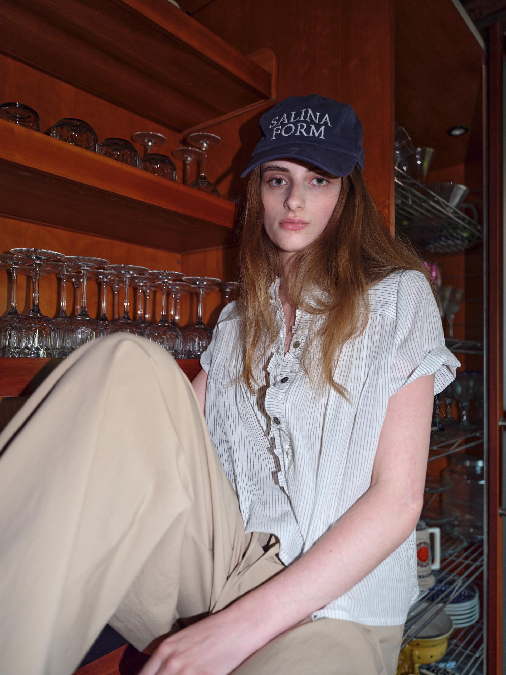 frill pintuck blouse (stripe)