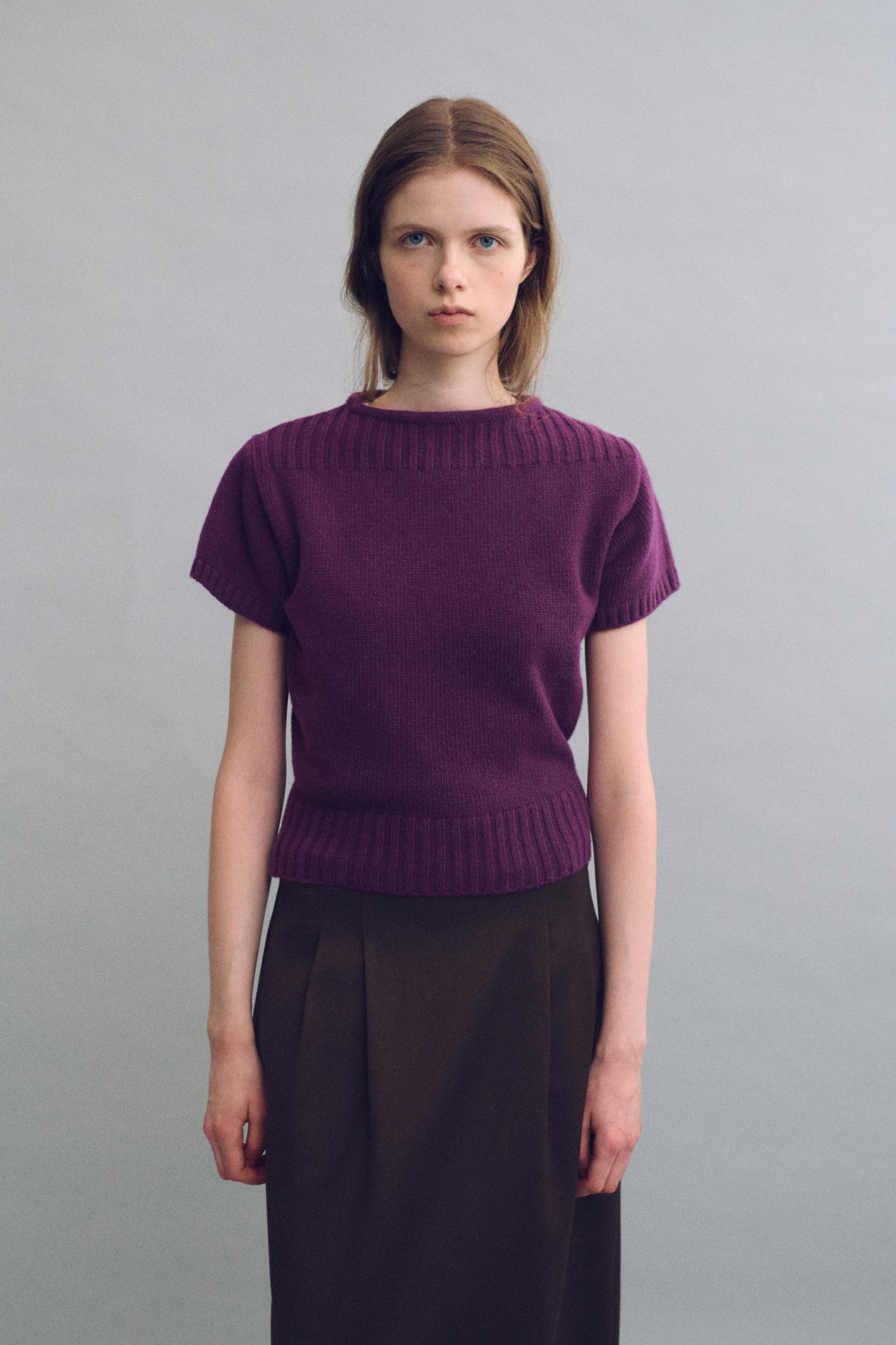 boat-neck half knit (purple)