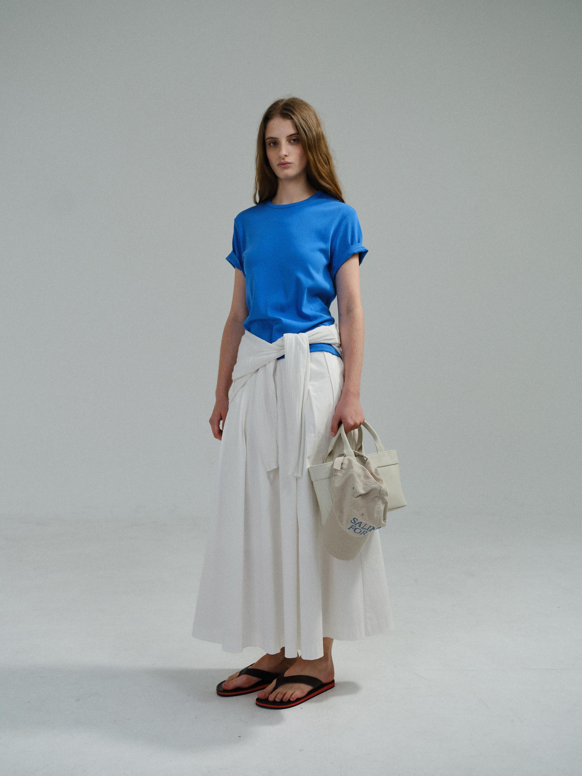 asym pleats skirt (ivory)