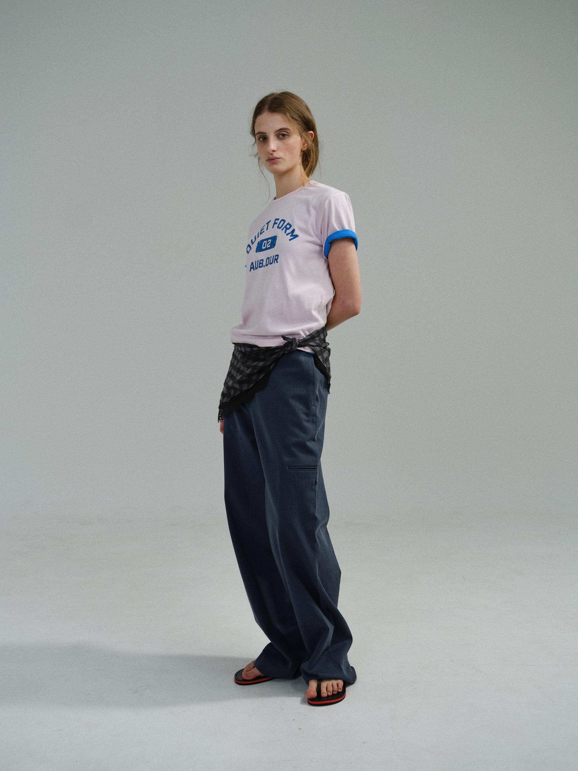 curved triple lip pants (herringbone navy)