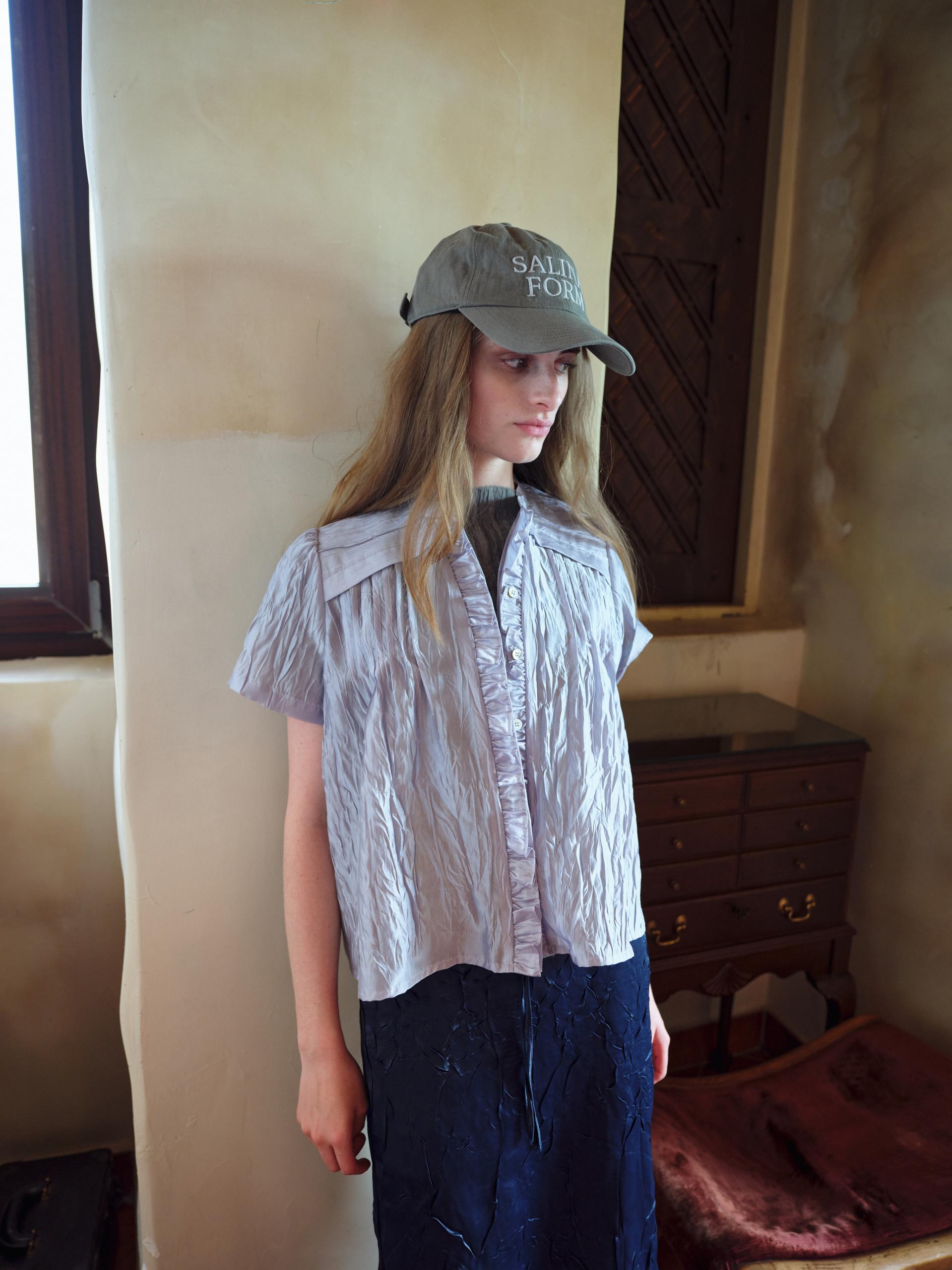 frill pintuck blouse (silver)