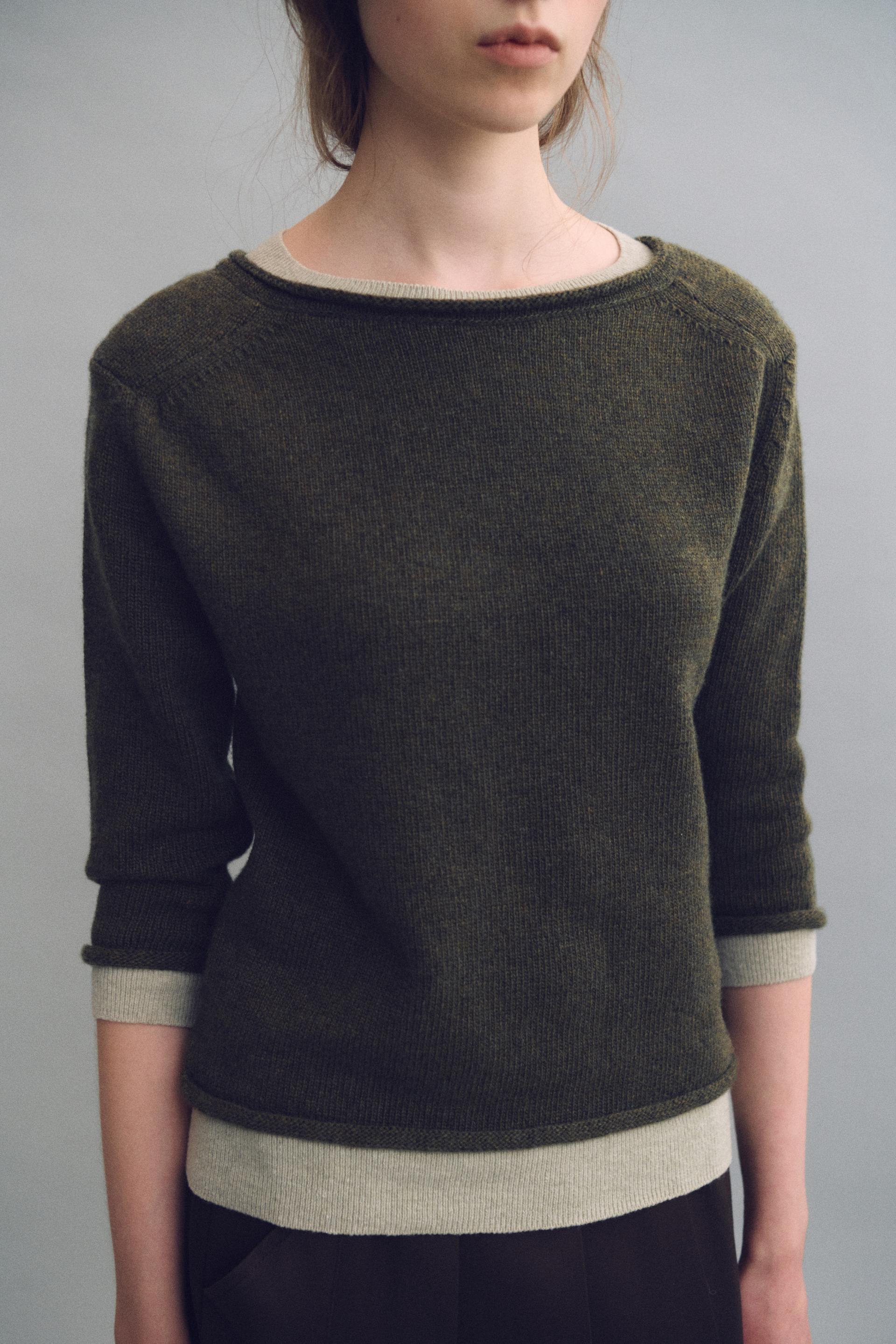 layered roll knit (olive)