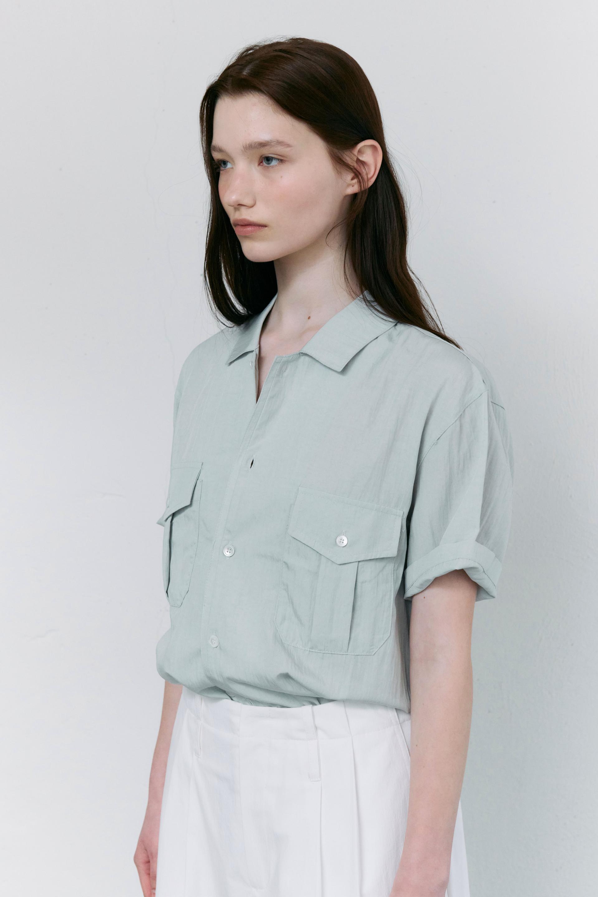 [13차 재입고 5/22 순차배송] wrinkled lapel shirts (mint grey)