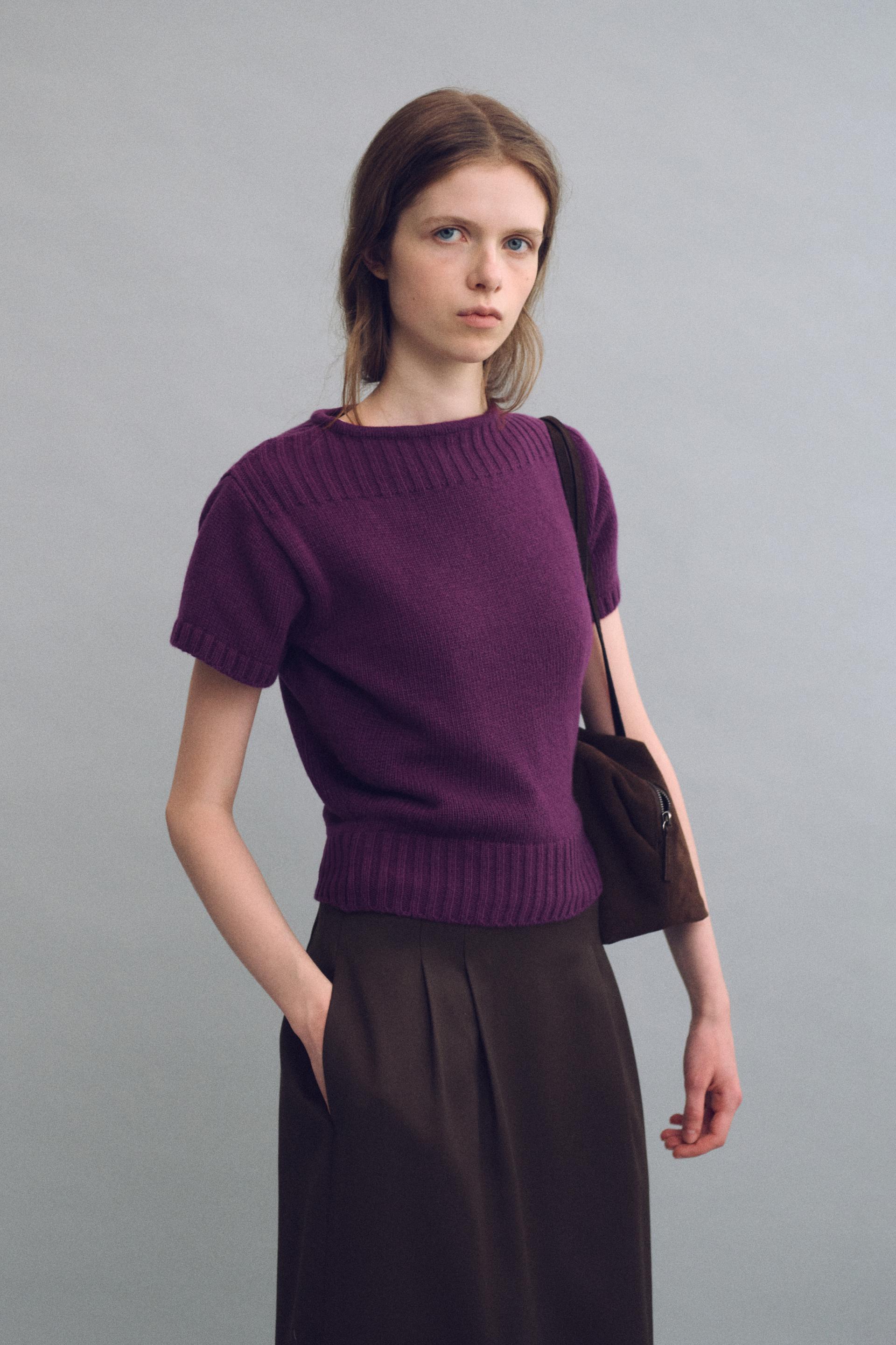 boat-neck half knit (purple)