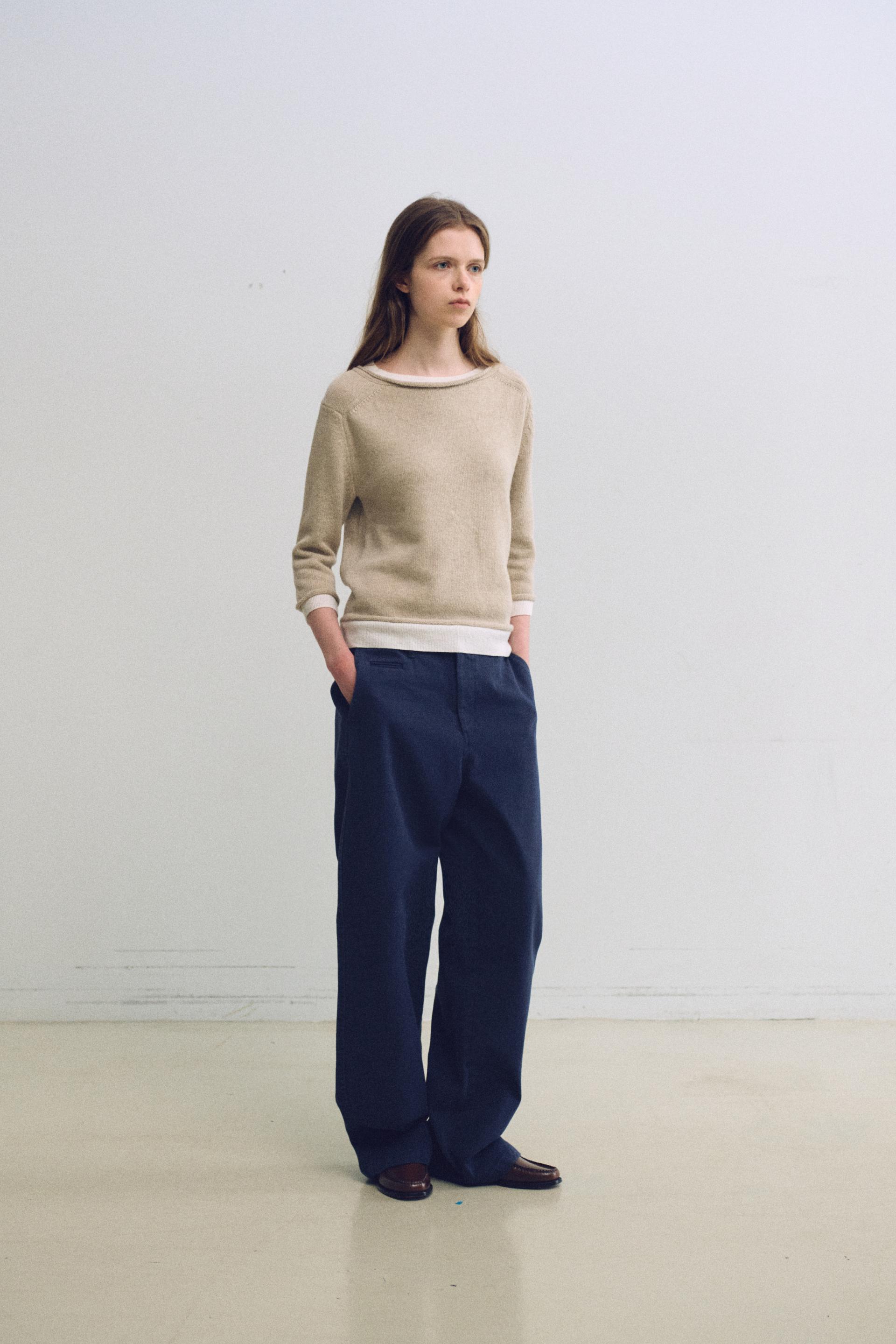 layered roll knit (beige)
