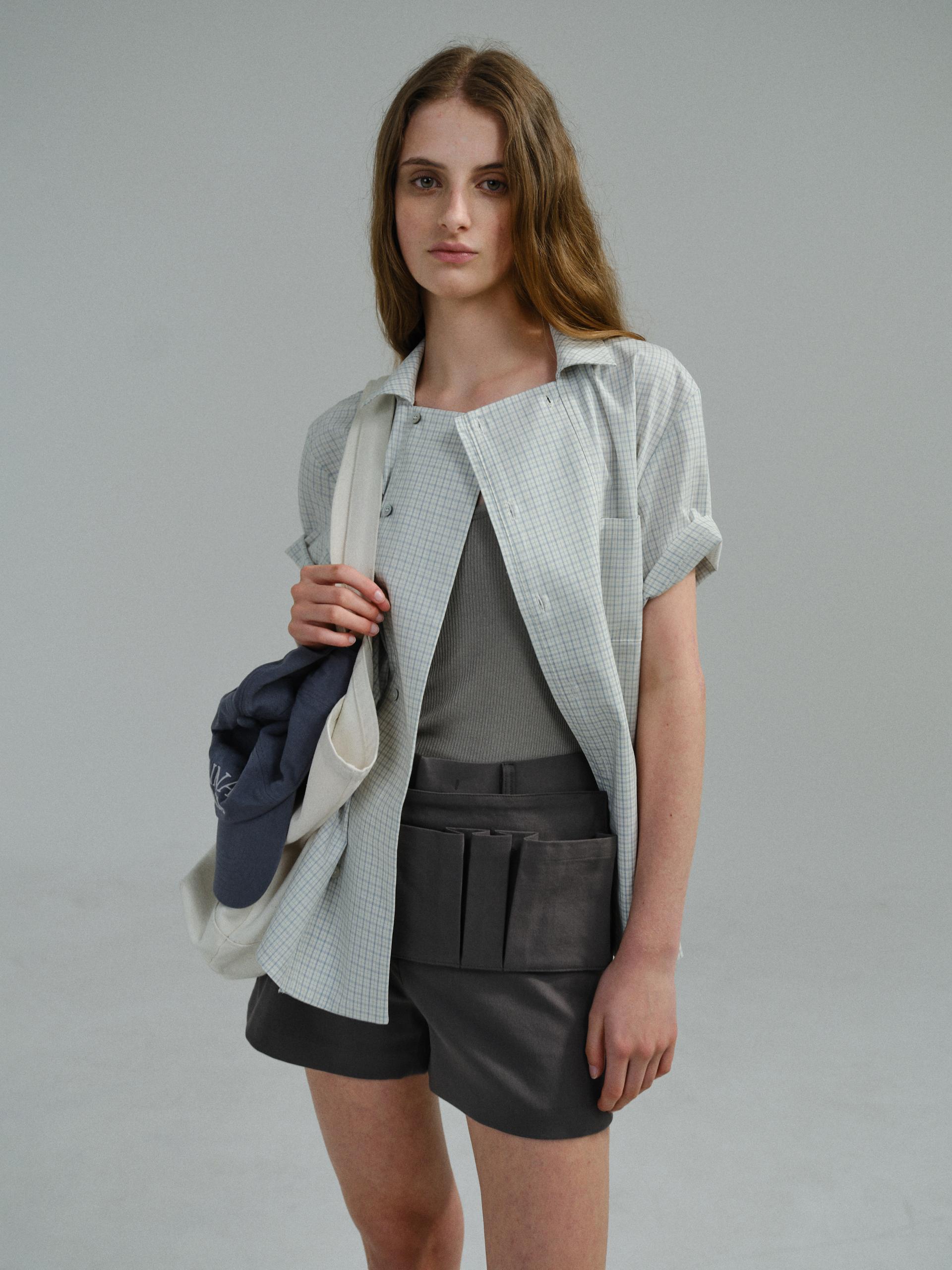 double structure shirt (blue check)