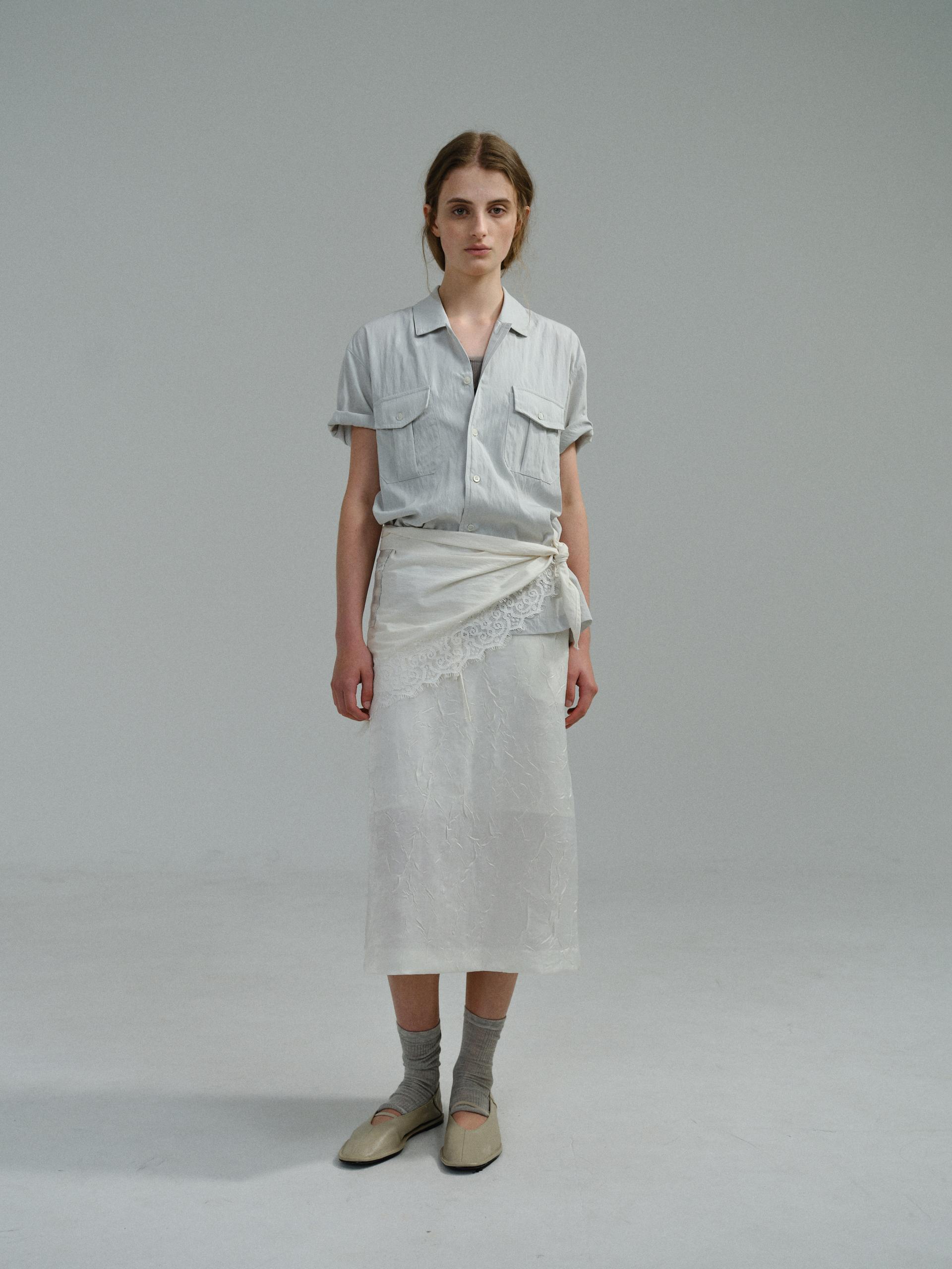 [13차 재입고 5/22 순차배송] wrinkled lapel shirts (mint grey)