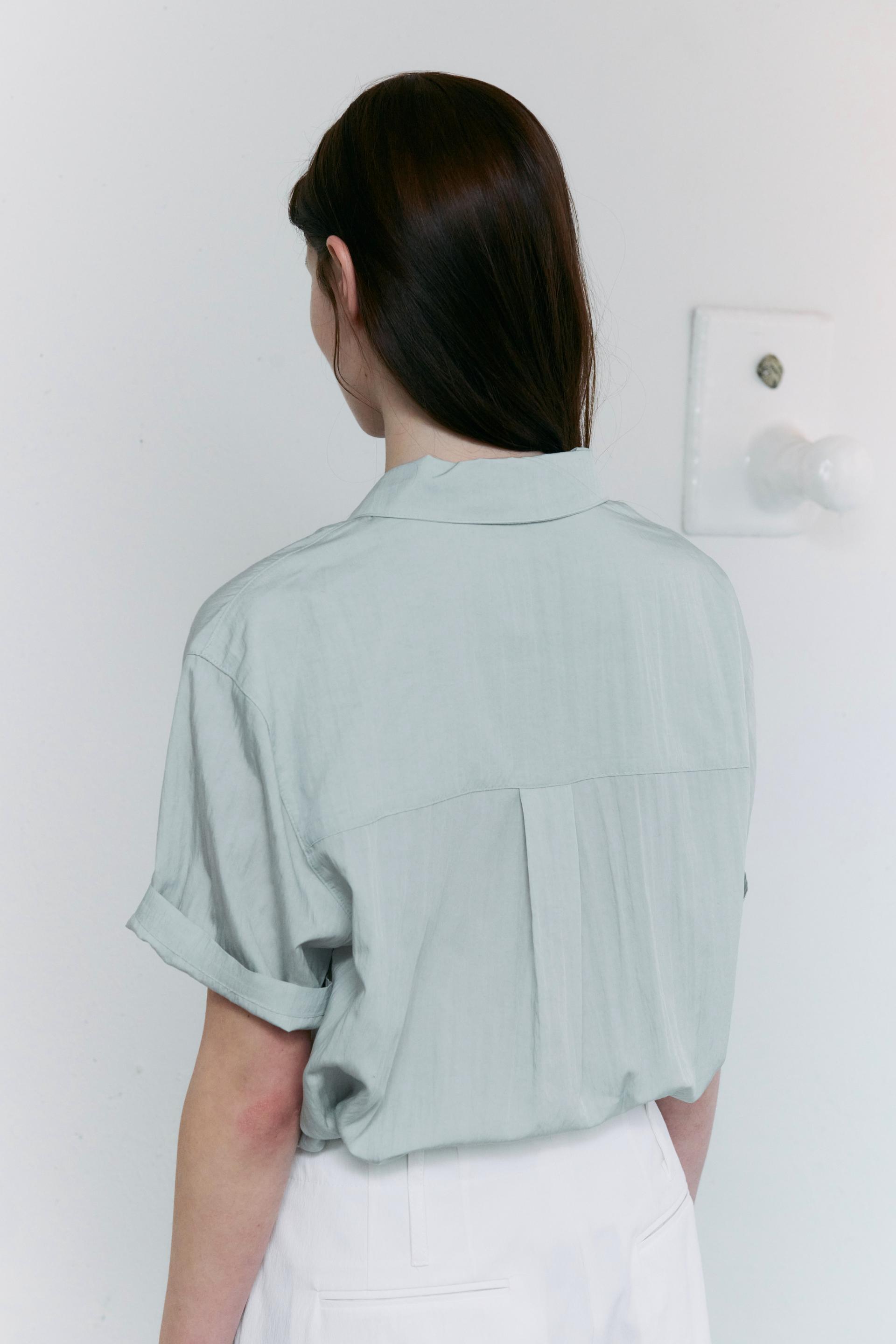 [13차 재입고 5/22 순차배송] wrinkled lapel shirts (mint grey)