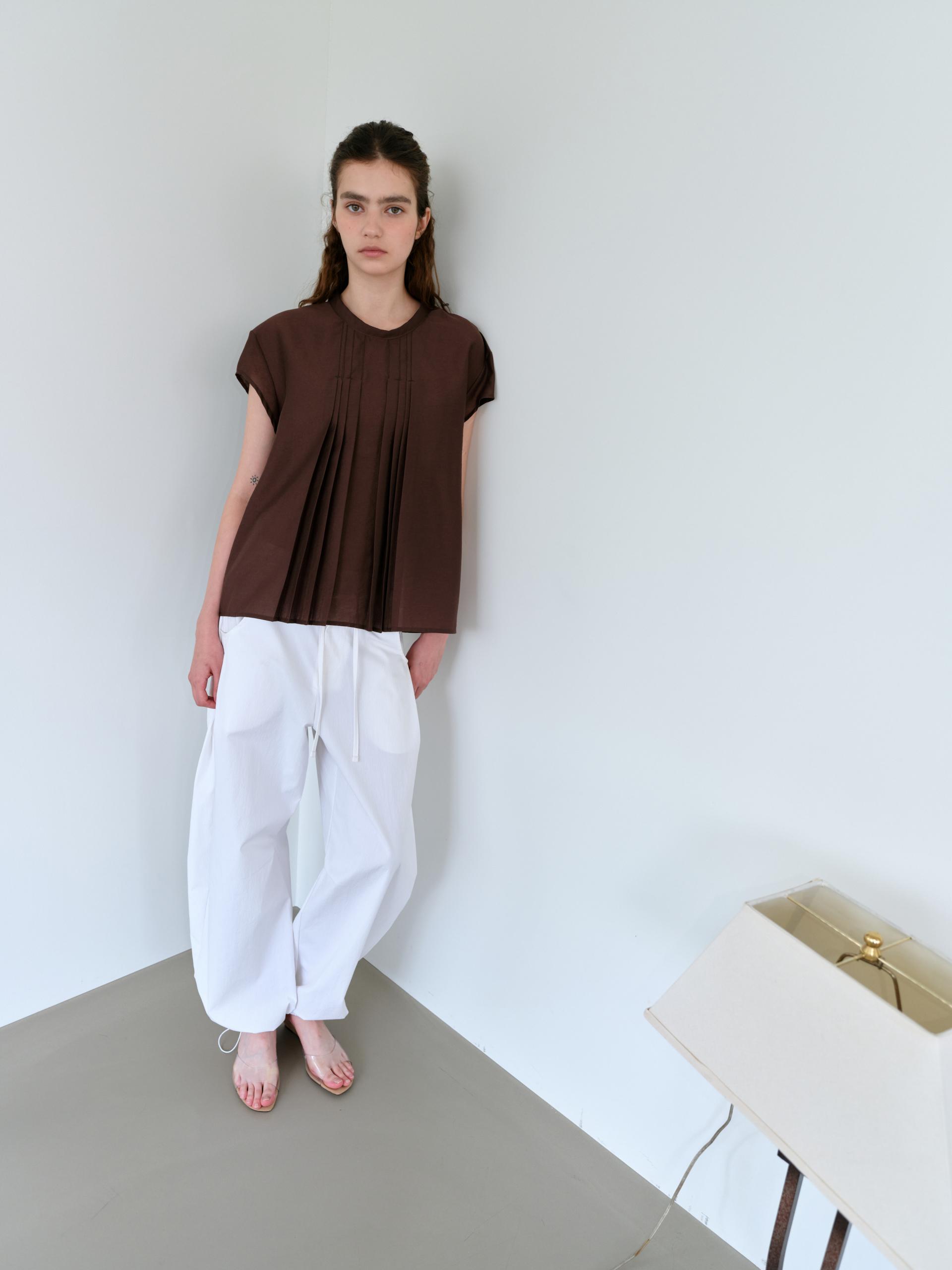 veil pleats blouse (brown)
