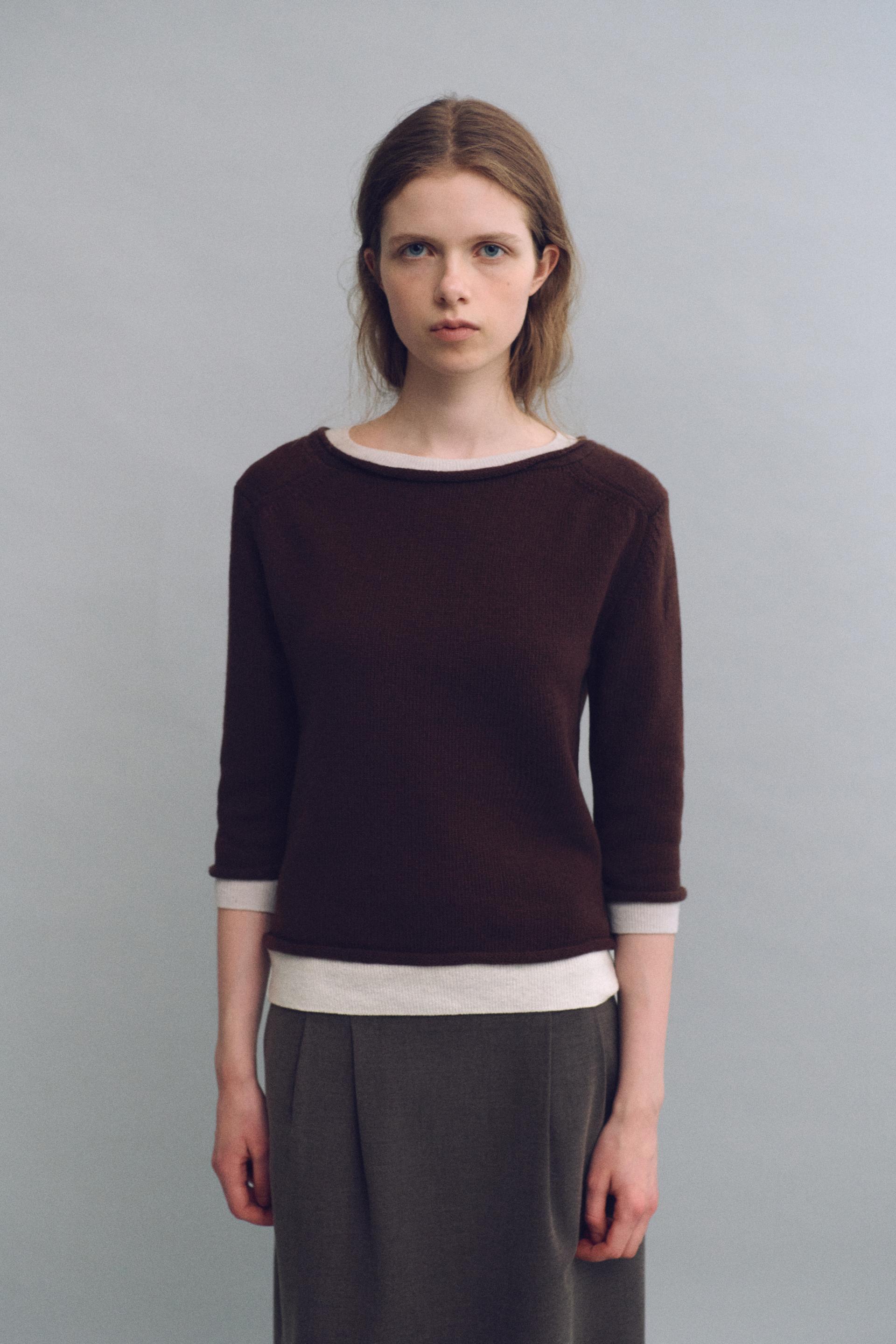 layered roll knit (brown)