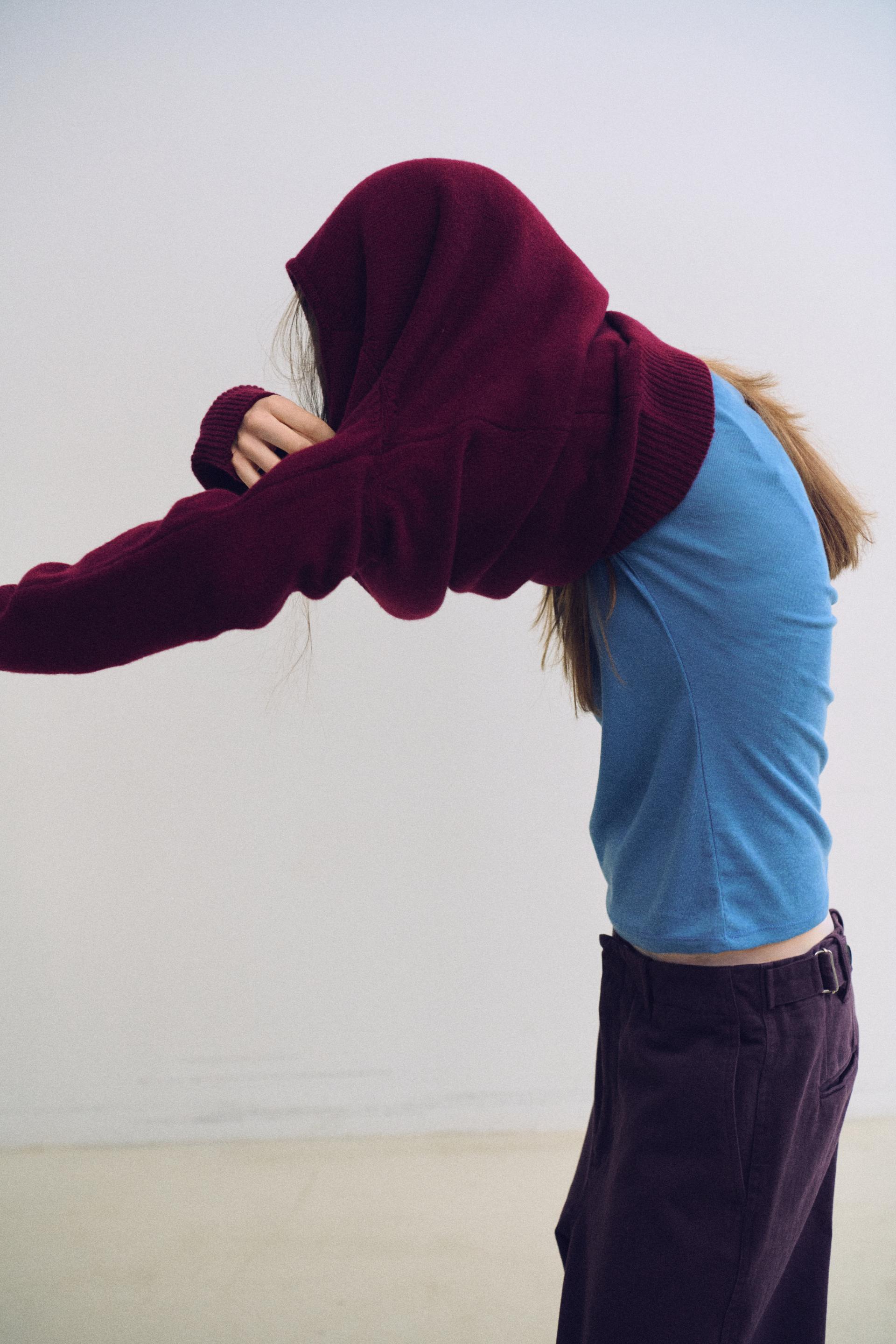 pipe v-neck knit (wine)