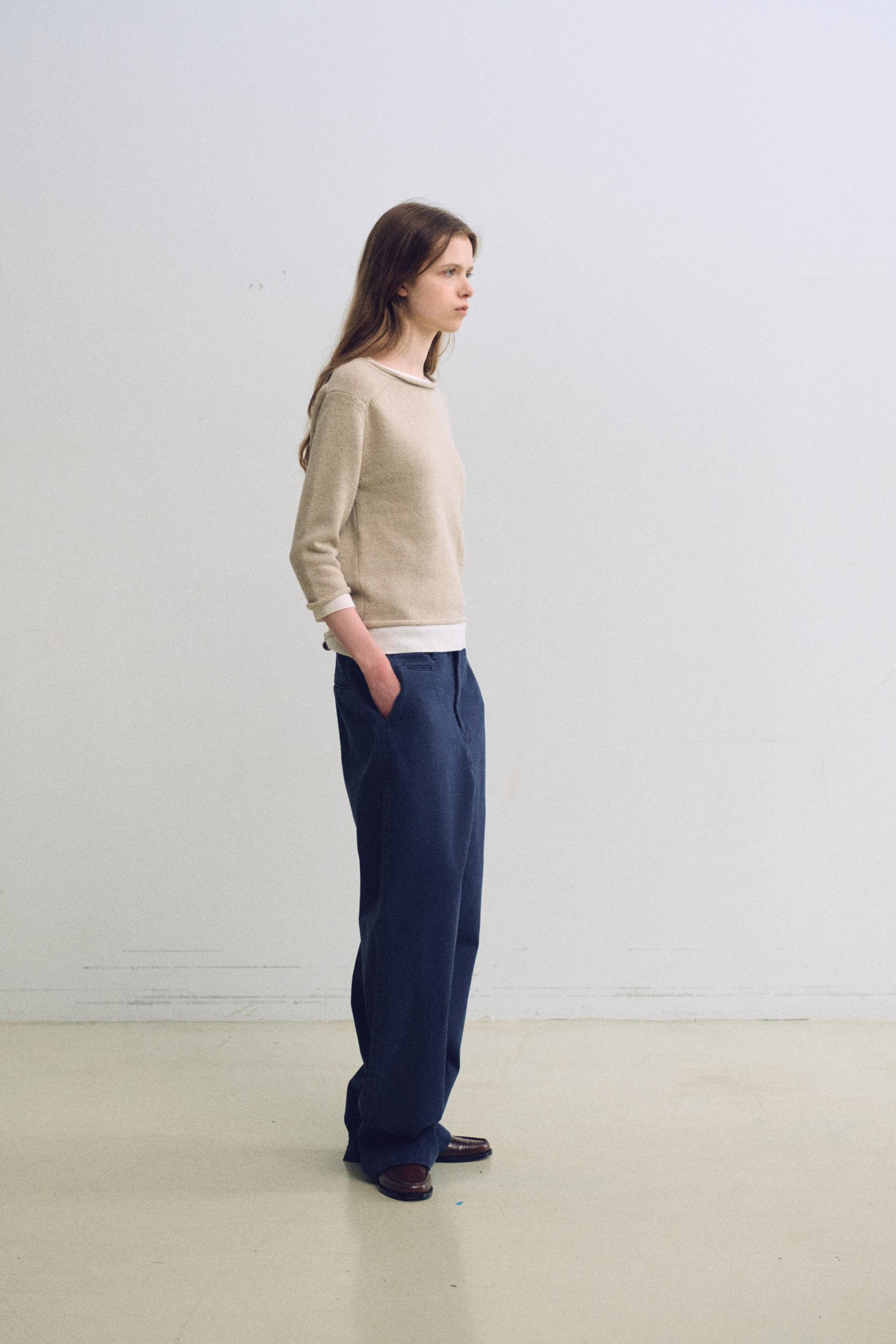 layered roll knit (beige)