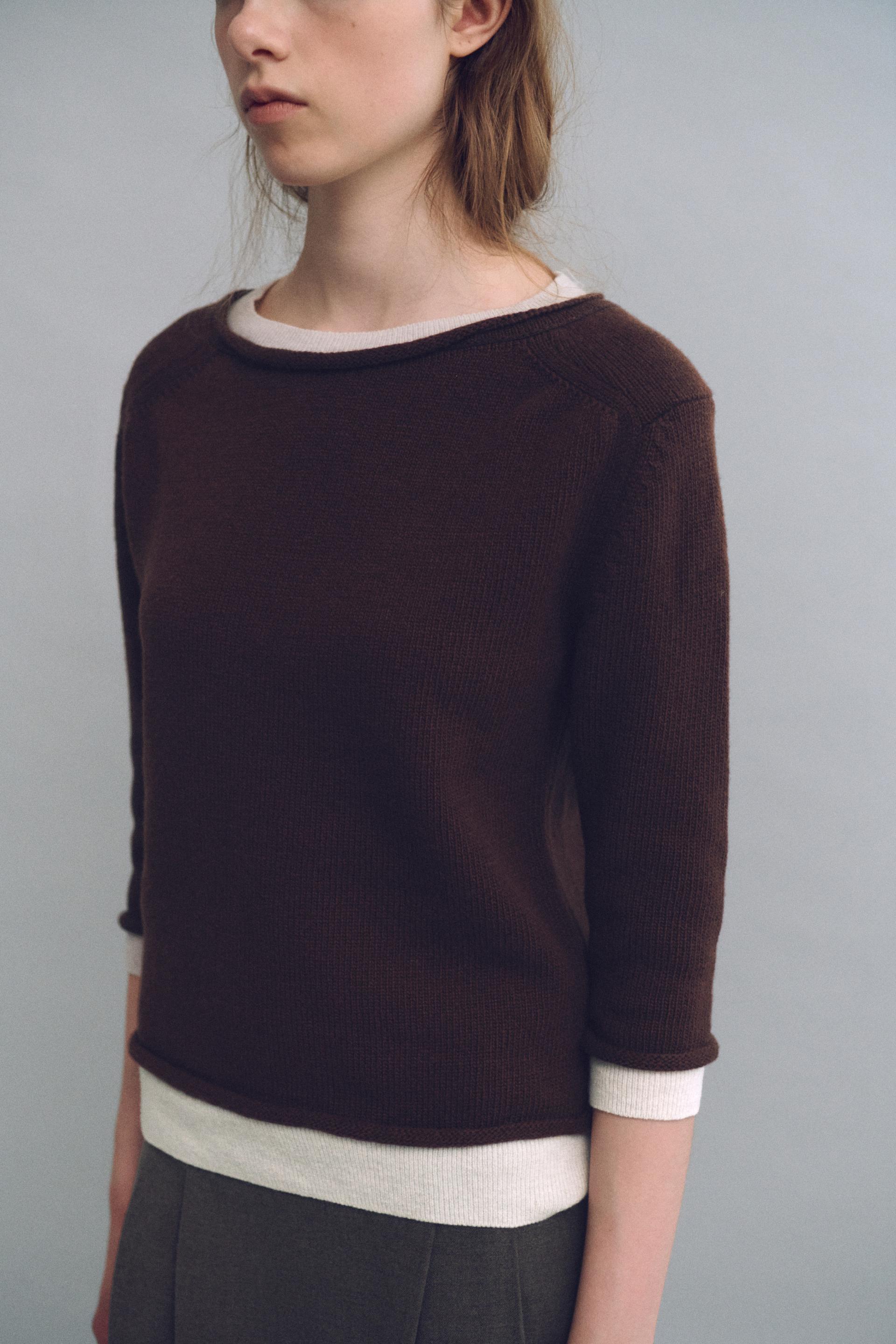 layered roll knit (brown)