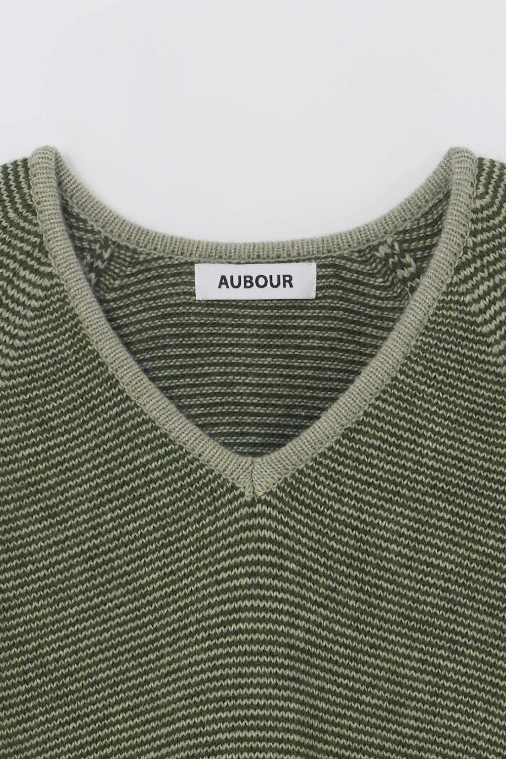 pipe v-neck knit (stripe green)