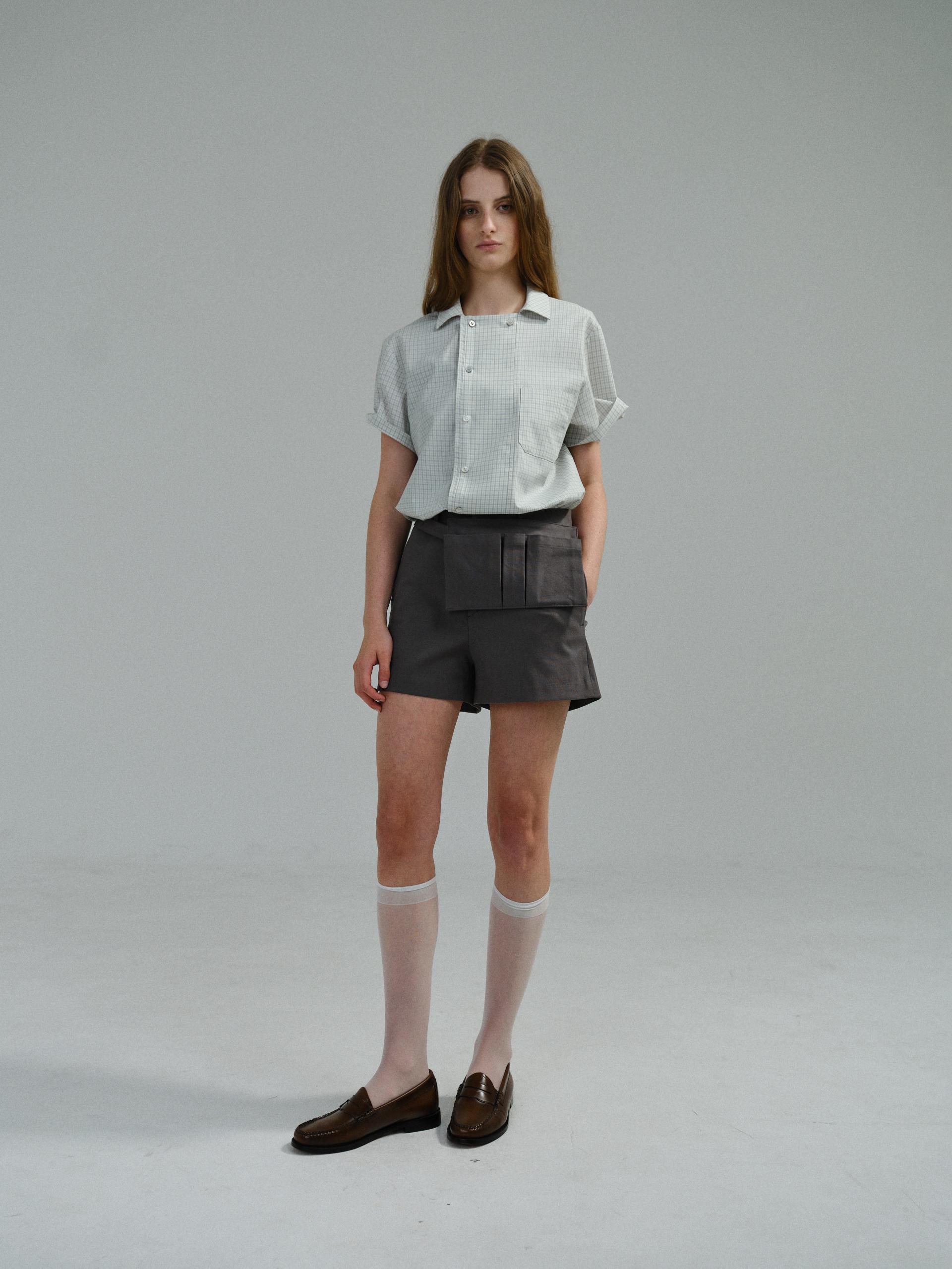 double structure shirt (blue check)