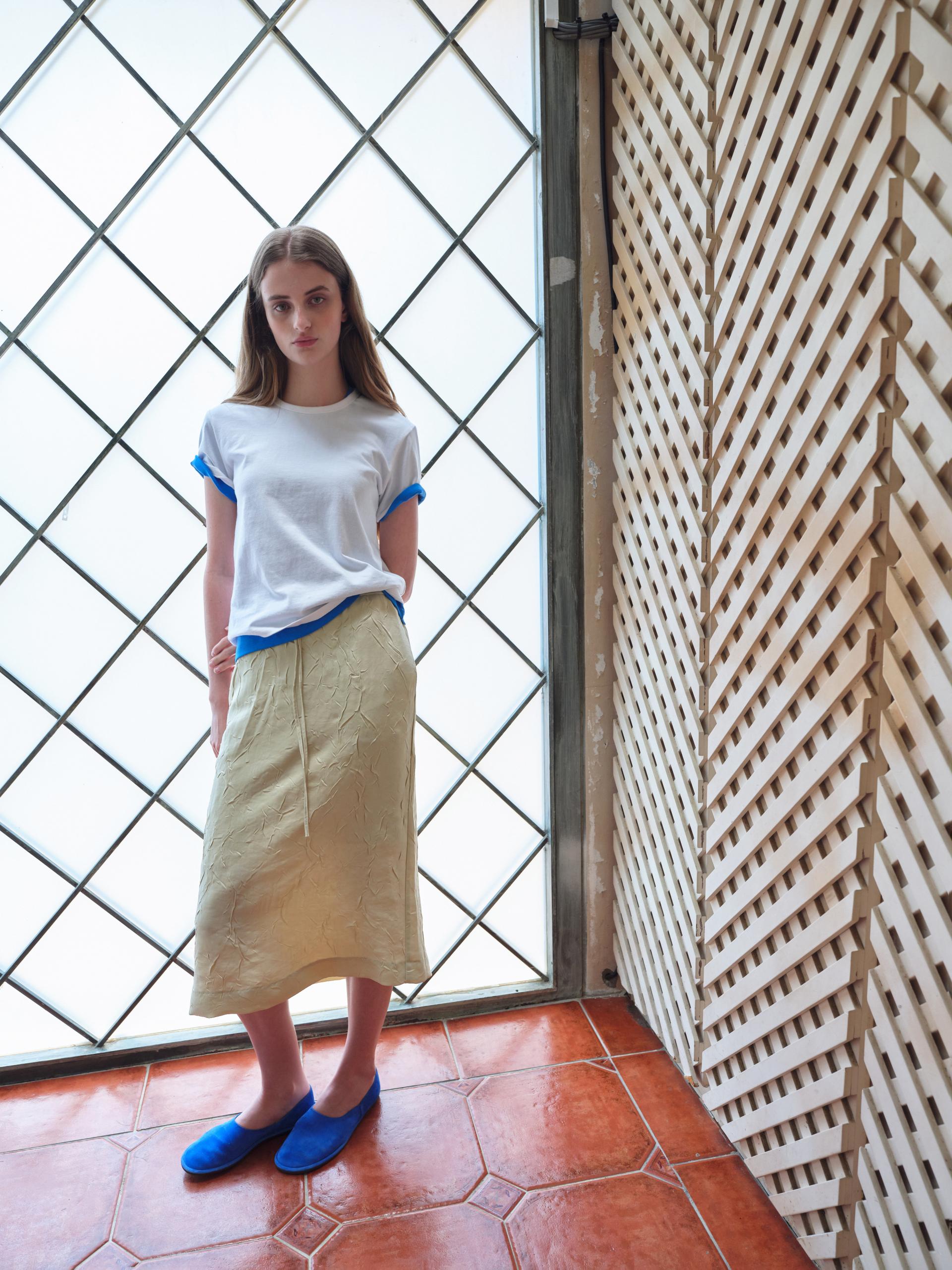 putty satin skirt (citron yellow)