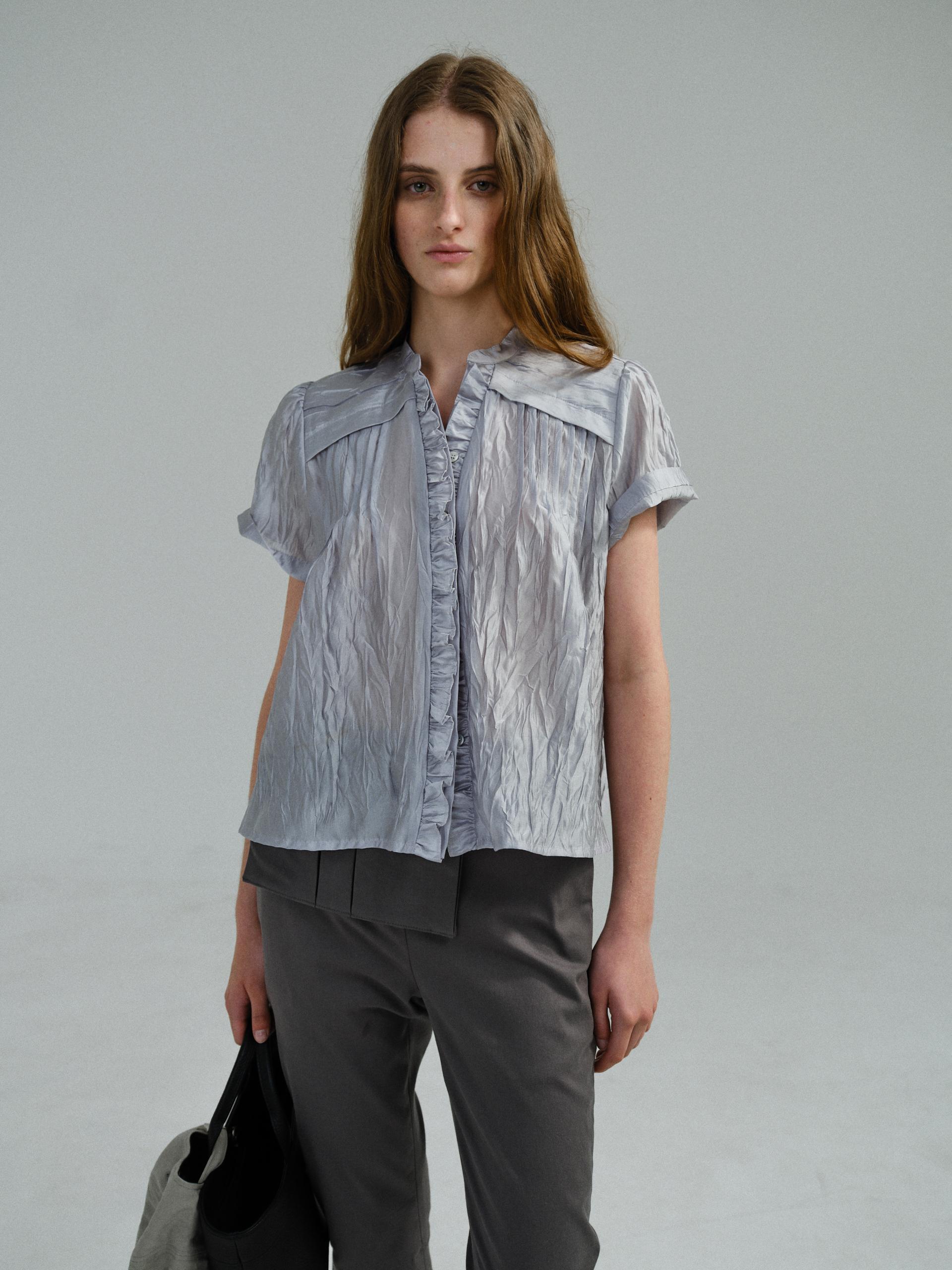 frill pintuck blouse (silver)