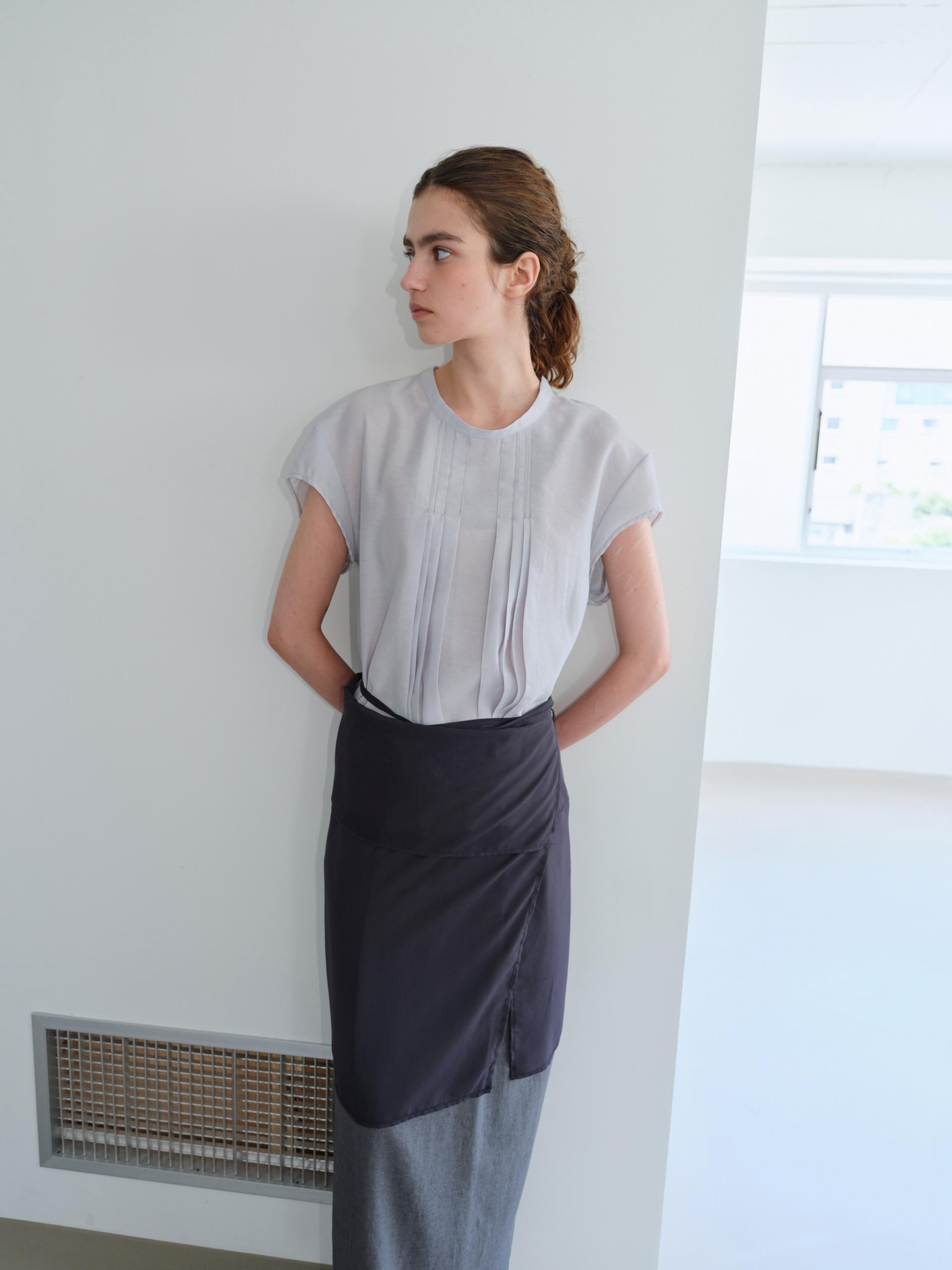 [4차 재입고] veil pleats blouse (mist)