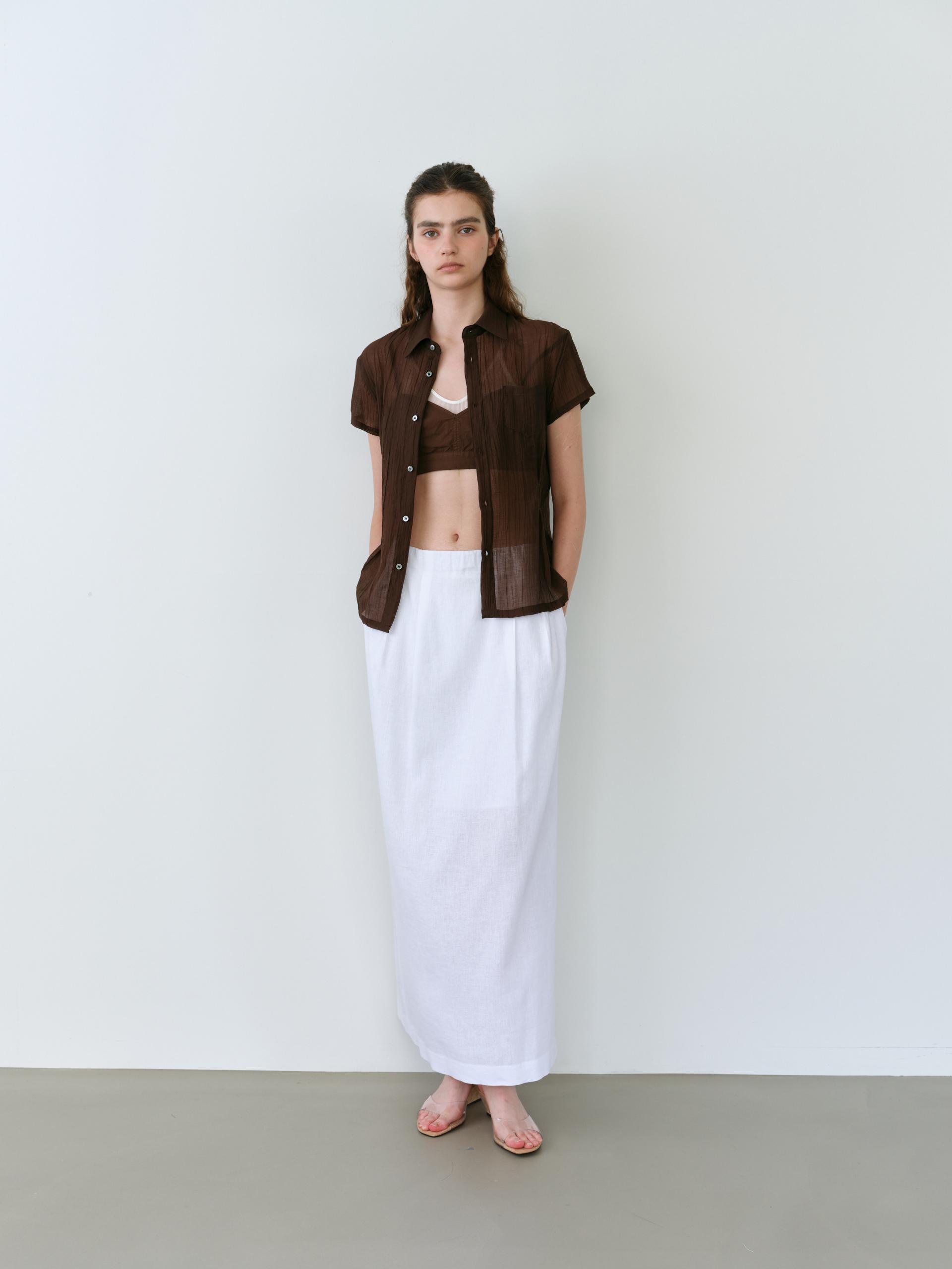 tuck maxi skirt (white)