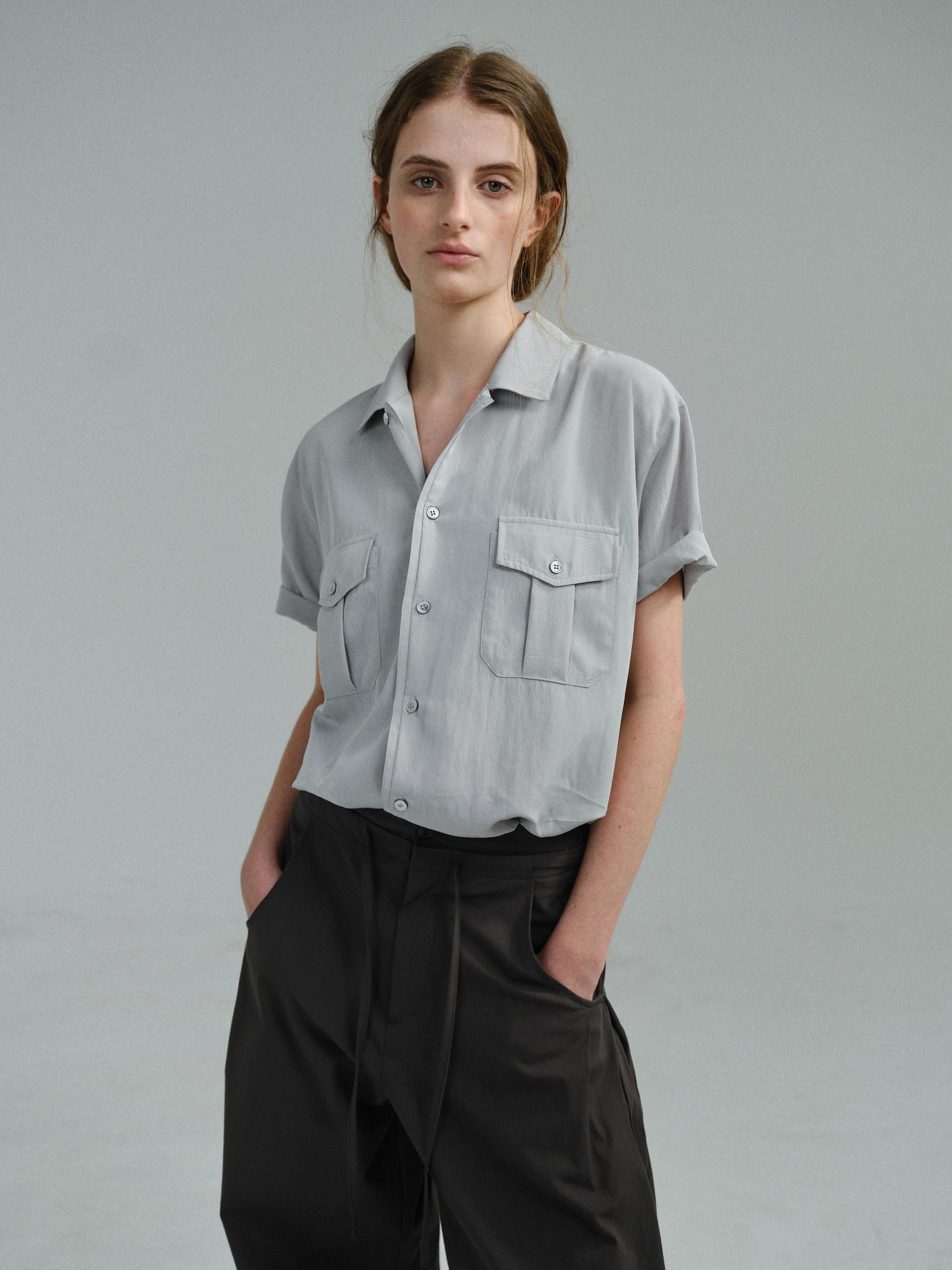 wrinkled lapel shirts (dusty sky)