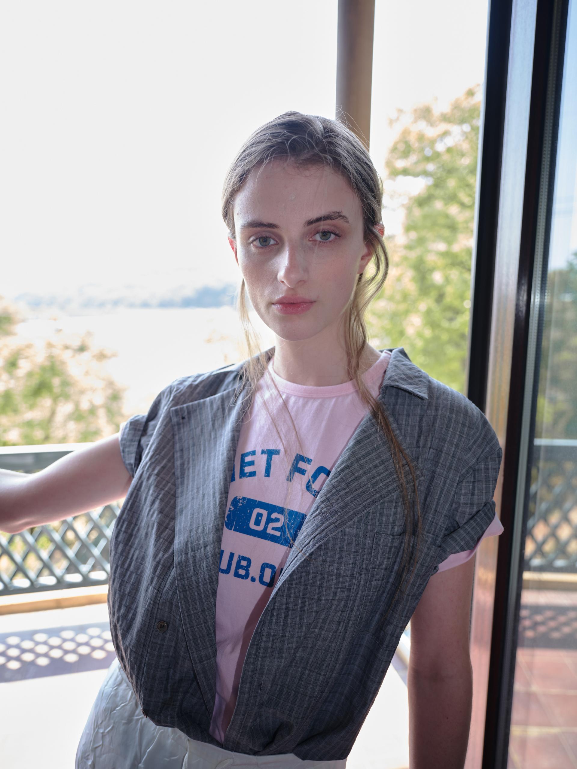 double structure shirt (grey check)