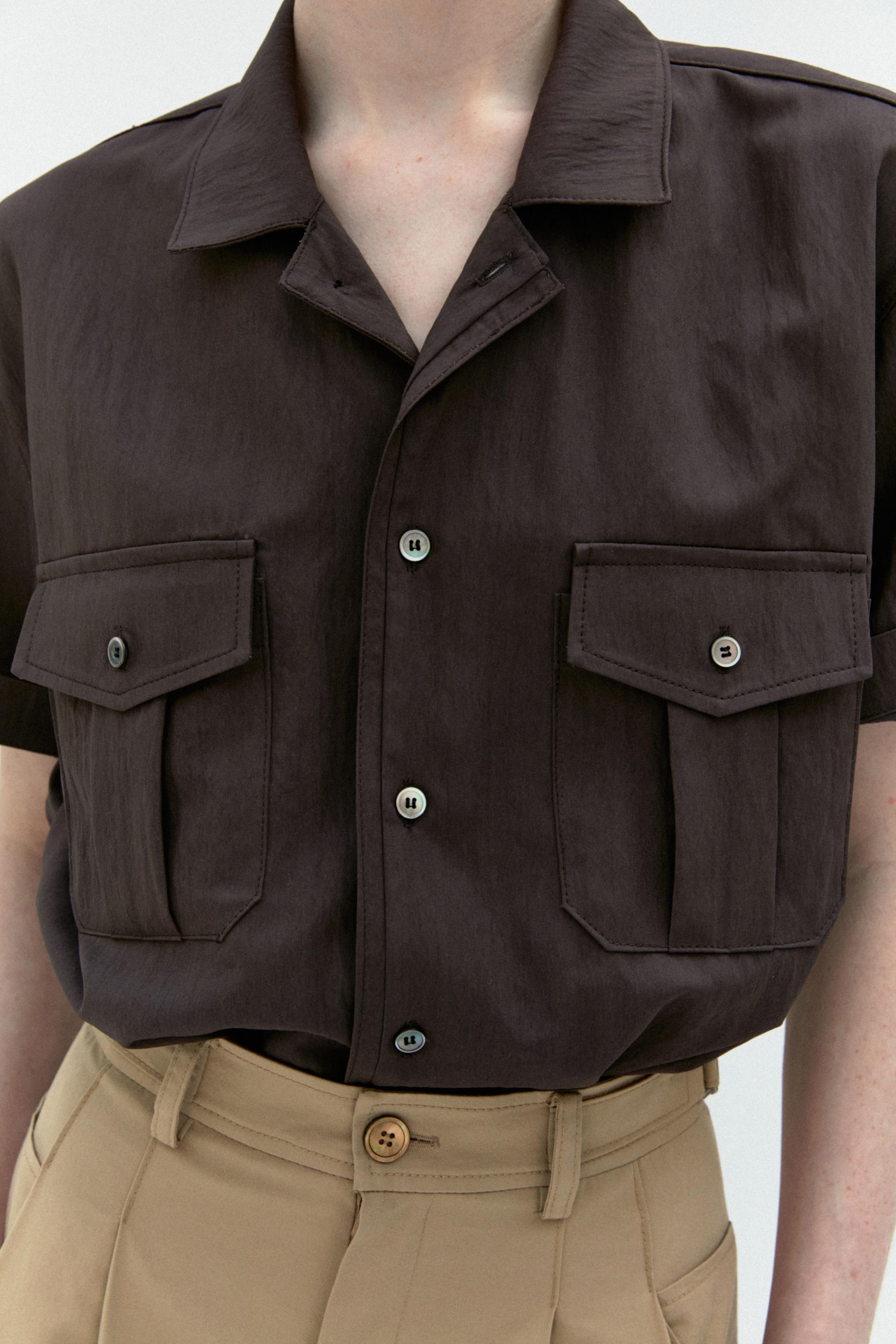 [14차 재입고 5/22 순차배송] wrinkled lapel shirts (brown)