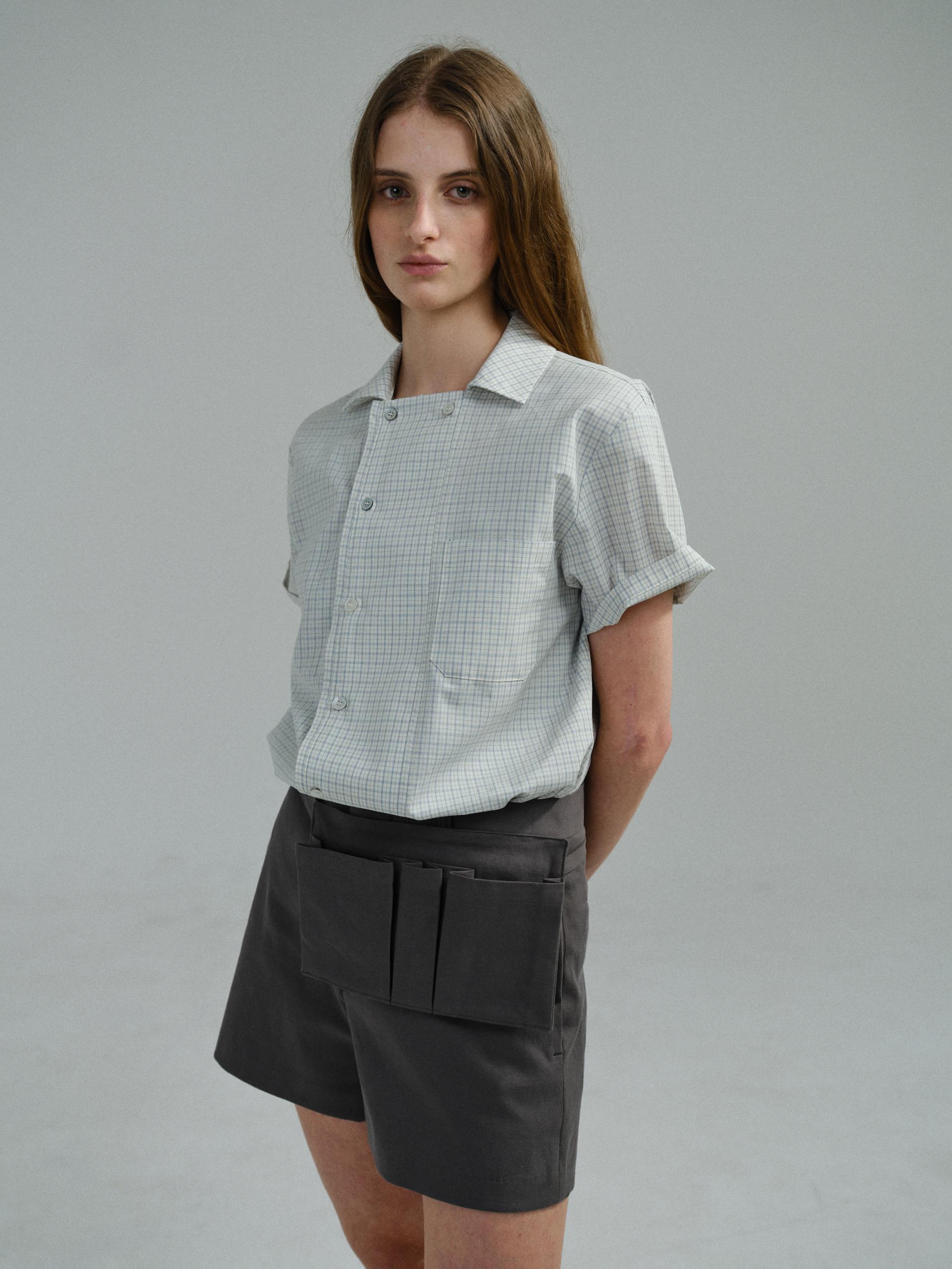 double structure shirt (blue check)