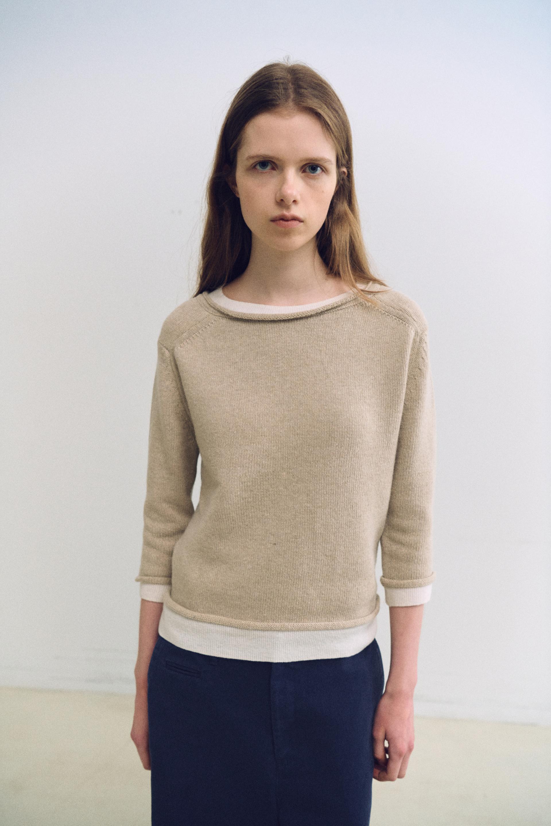 layered roll knit (beige)