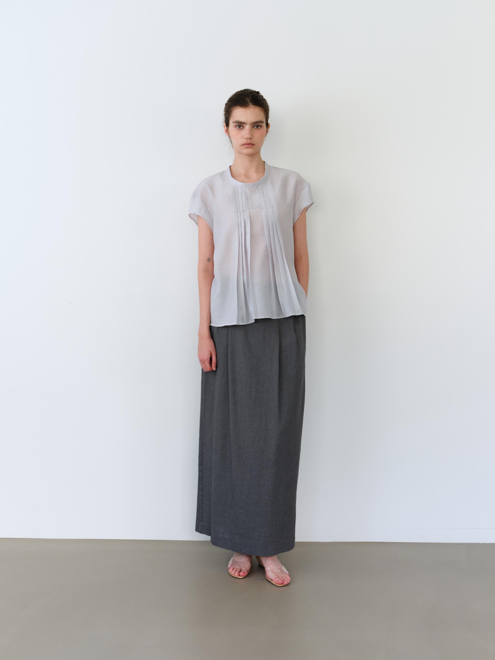 [4차 재입고] veil pleats blouse (mist)