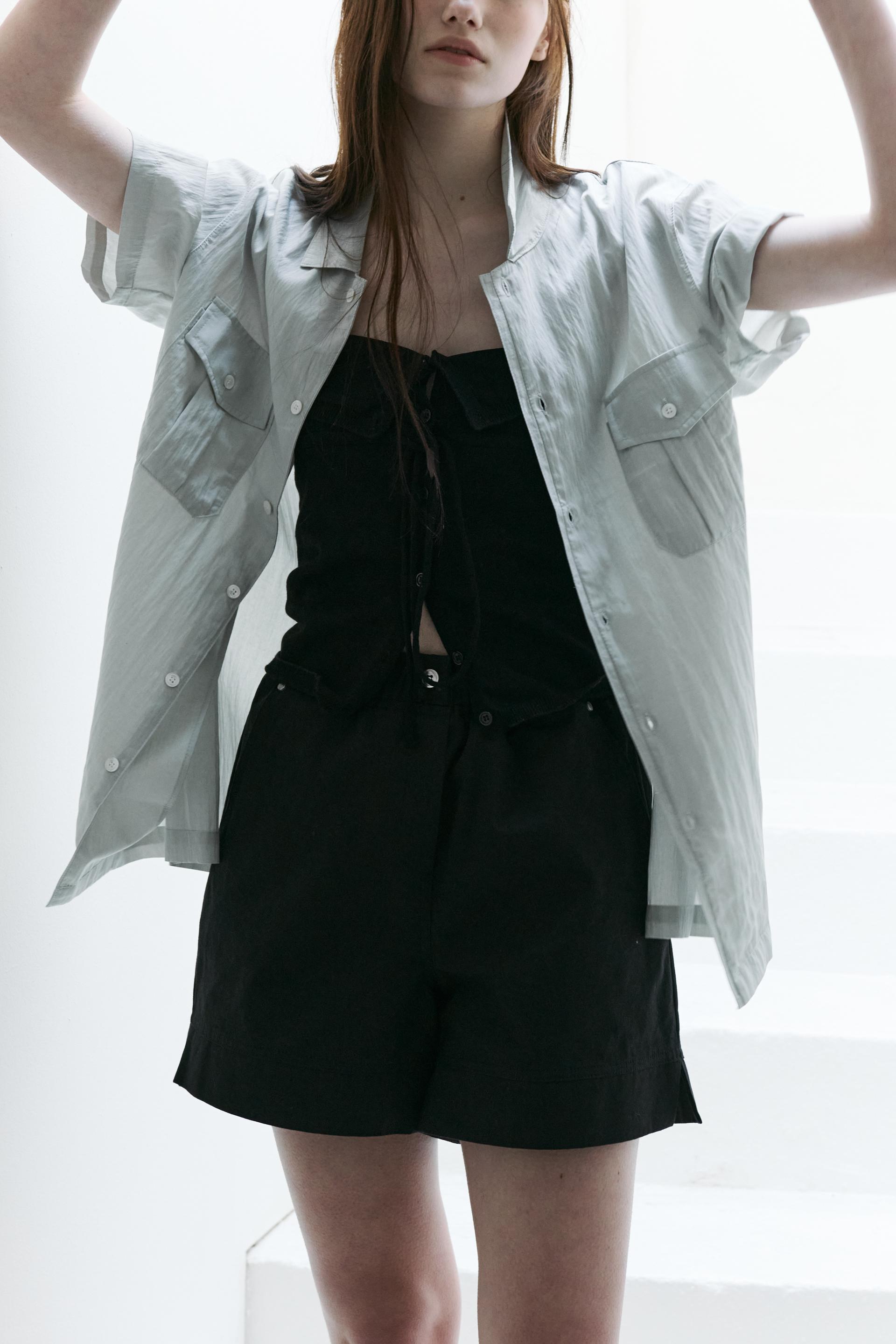 [13차 재입고 5/22 순차배송] wrinkled lapel shirts (mint grey)