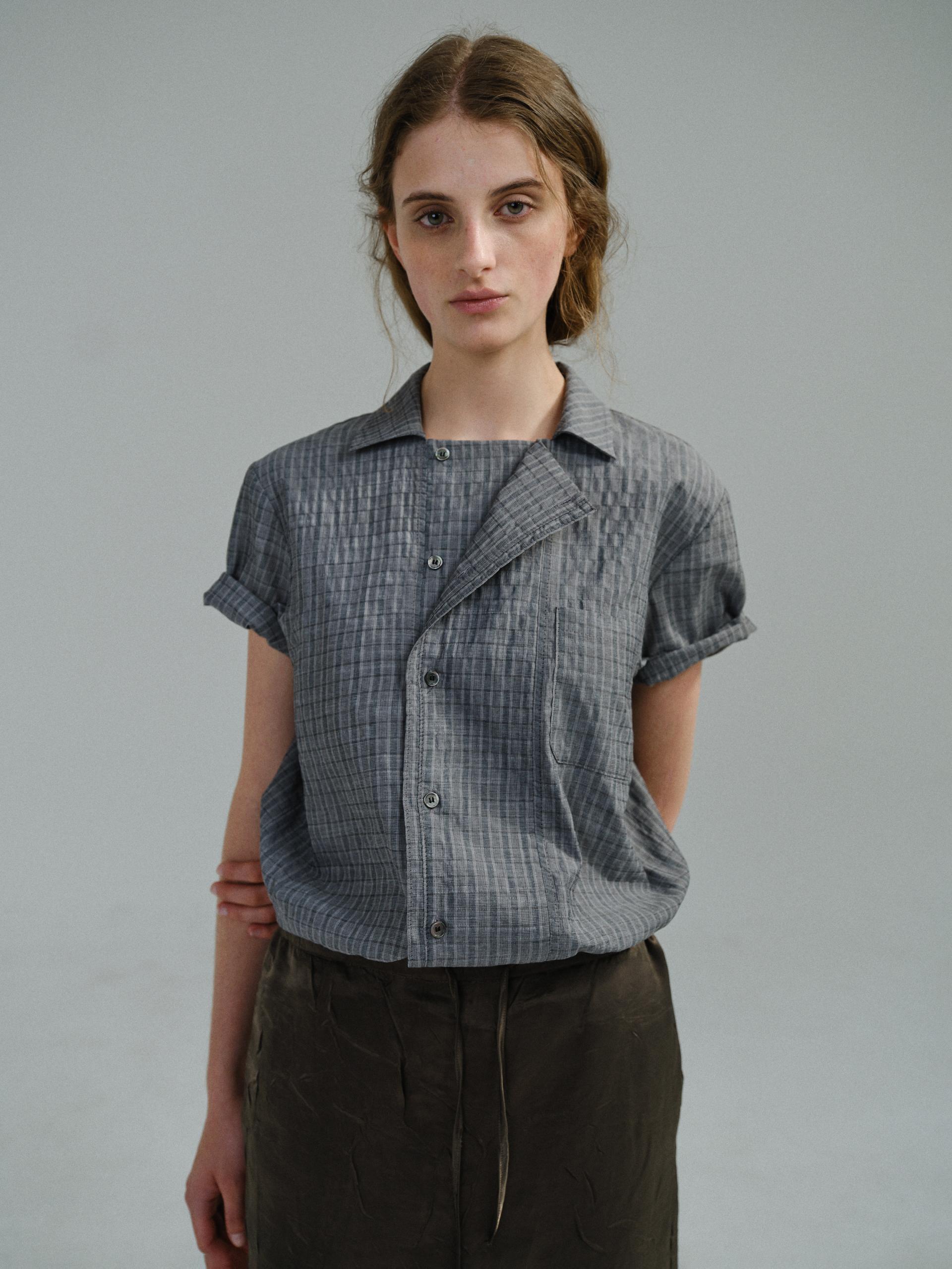 double structure shirt (grey check)