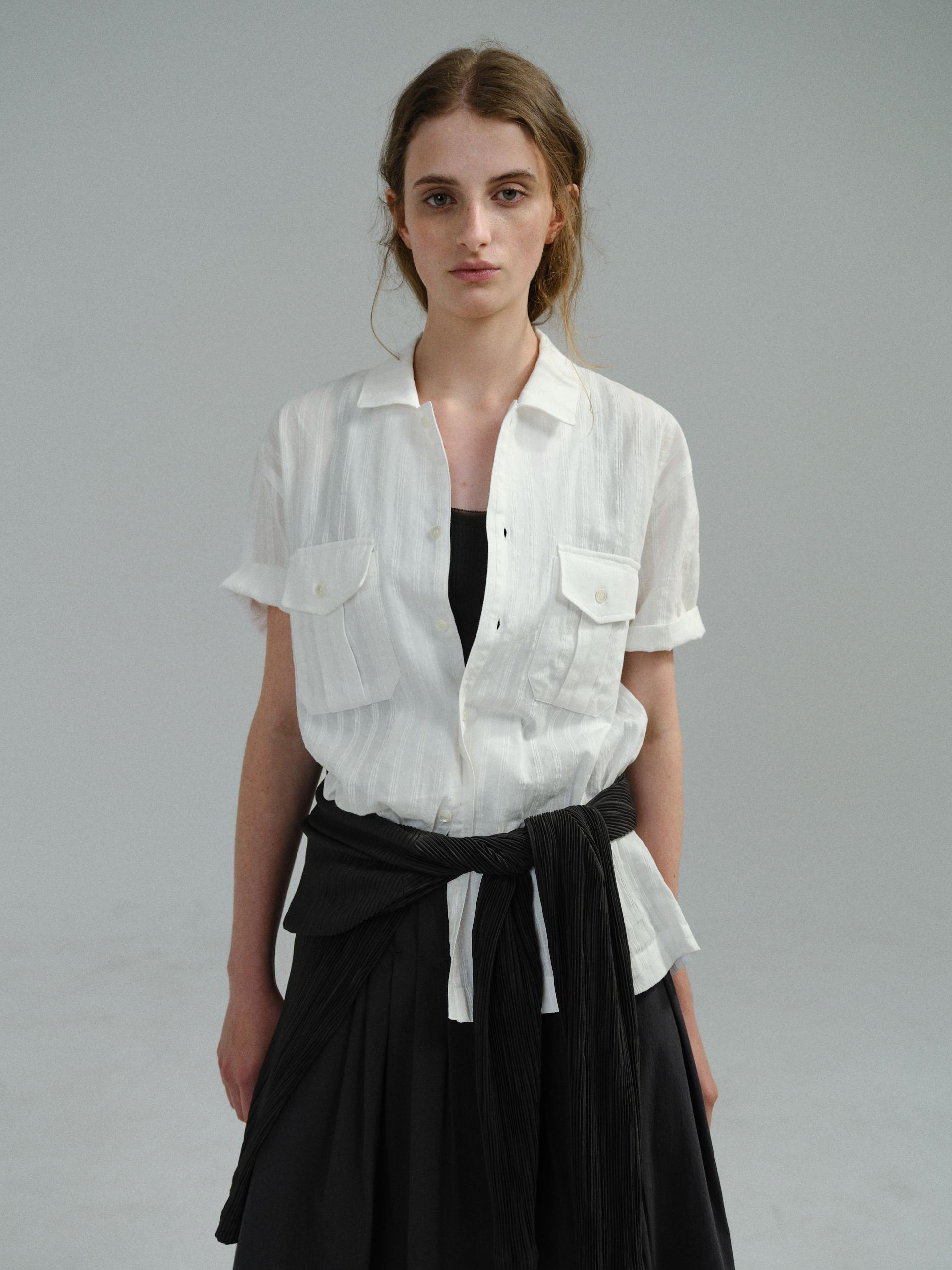 [10차 재입고] wrinkled lapel shirts (white stripe)