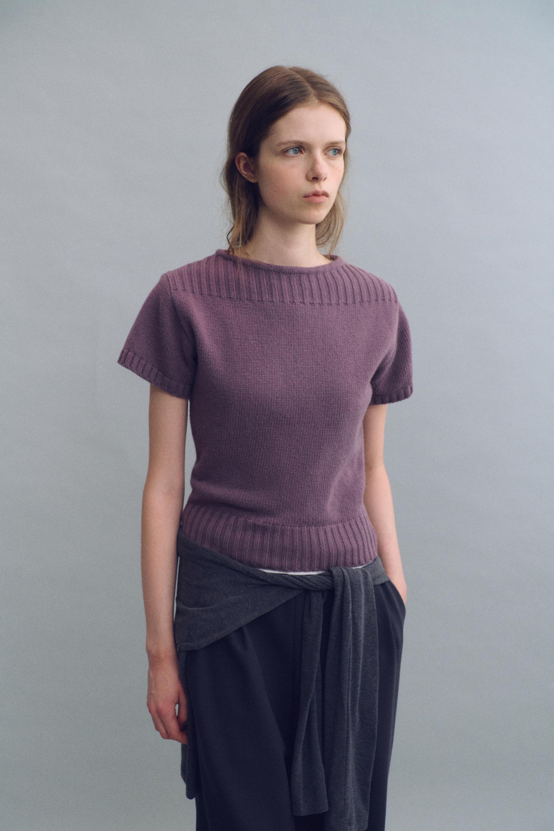 boat-neck half knit (mauve)