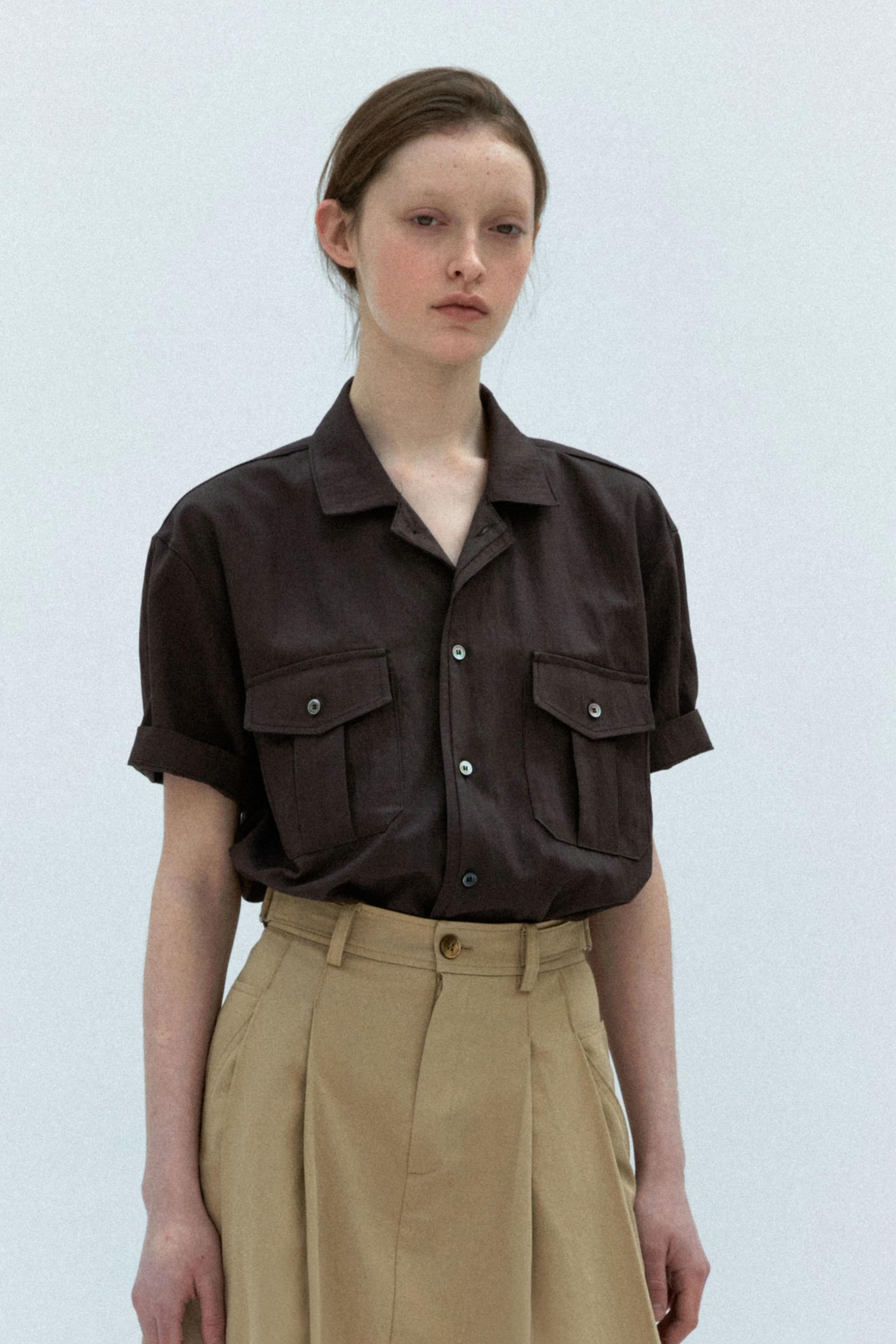[14차 재입고 5/22 순차배송] wrinkled lapel shirts (brown)