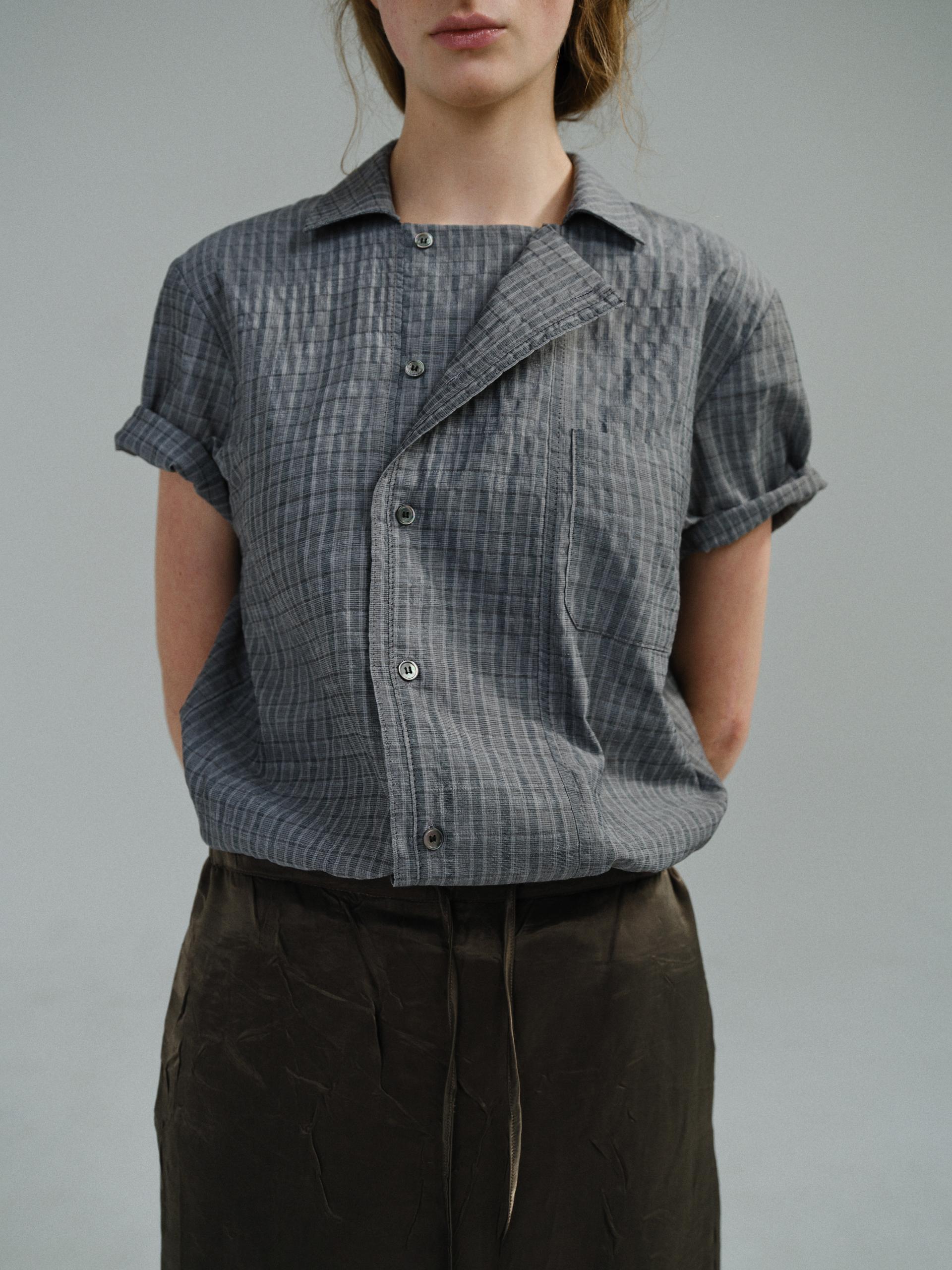 double structure shirt (grey check)