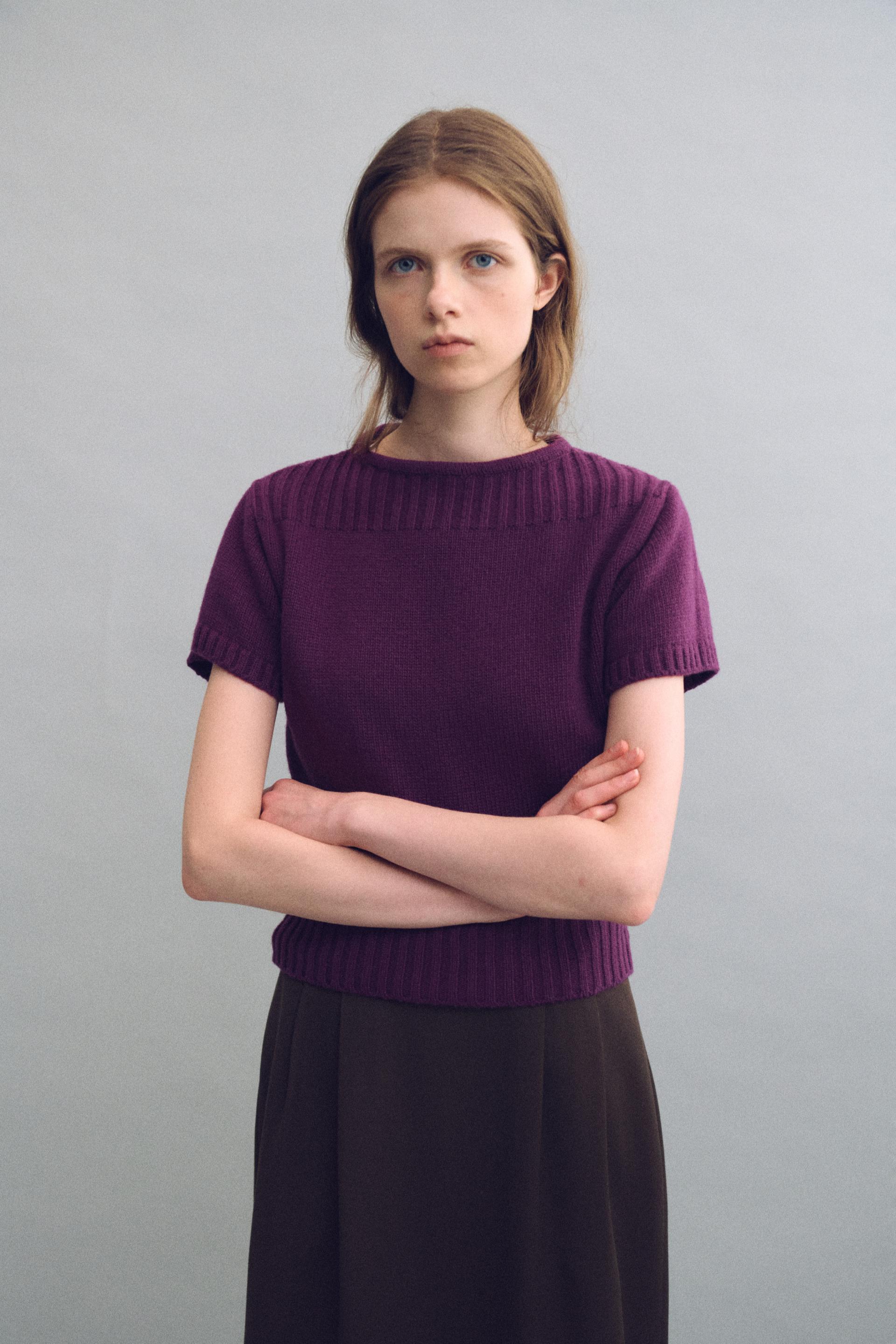 boat-neck half knit (purple)