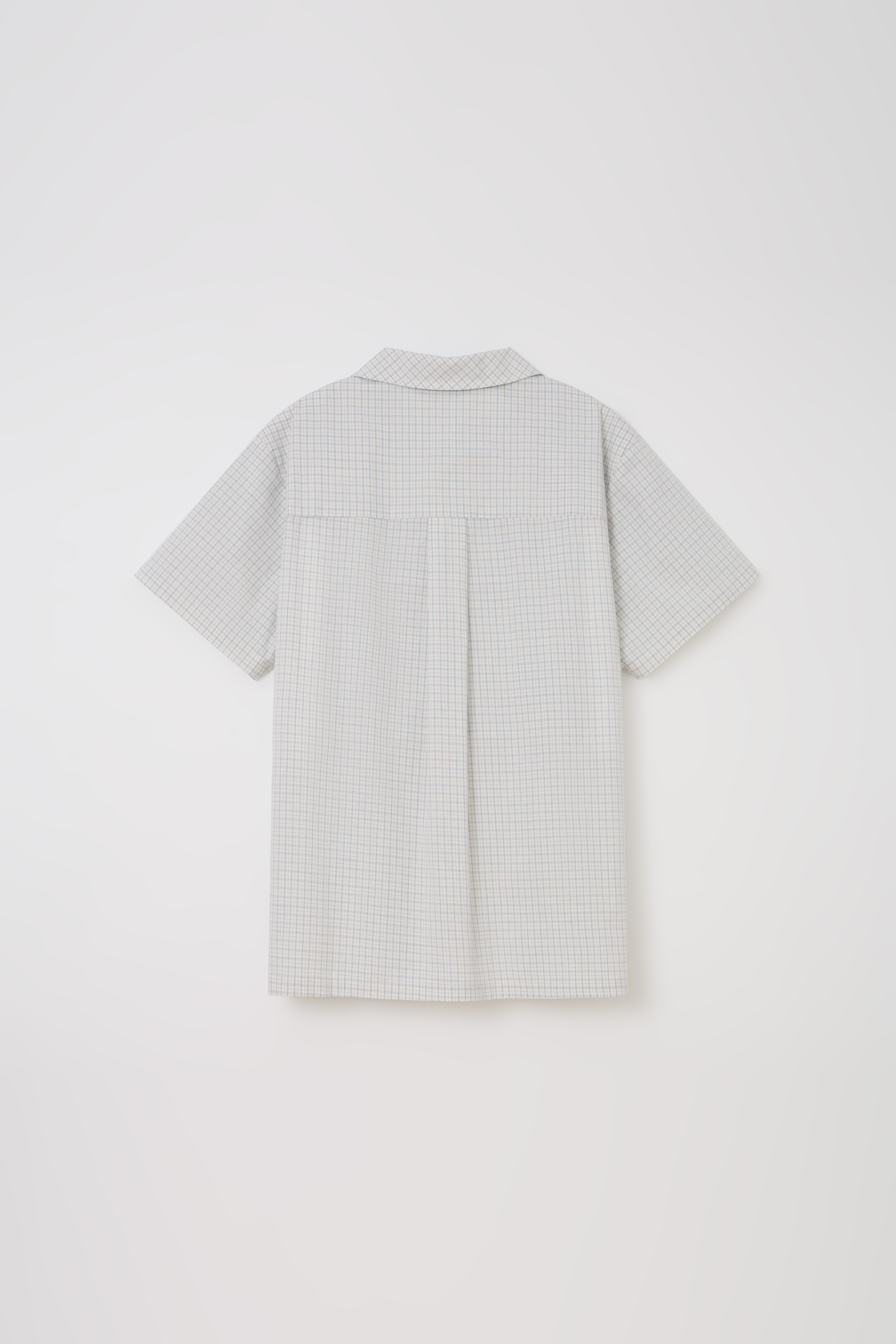 overlap check shirt (ivory blue)