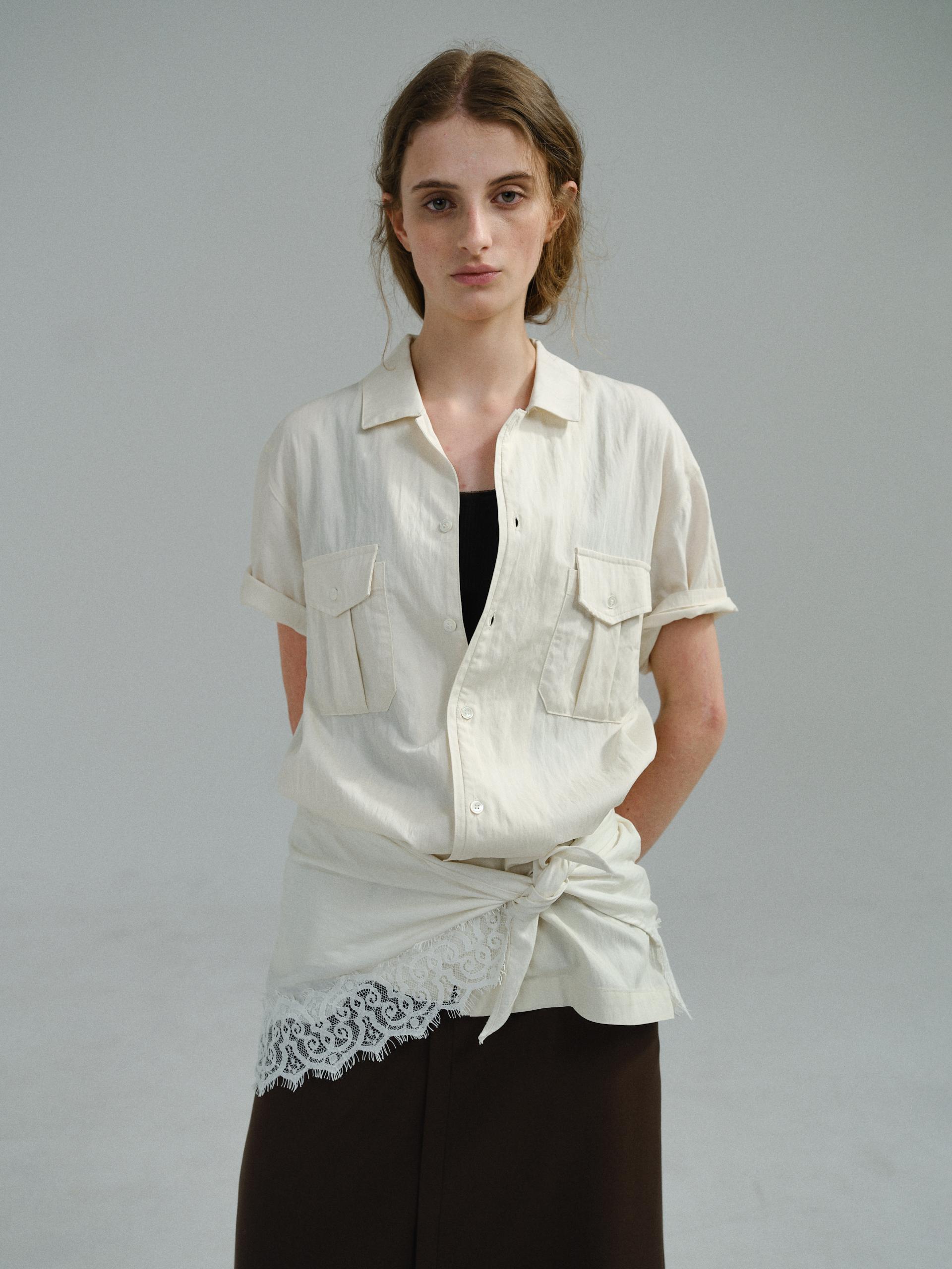 [7차 재입고 5/22 순차배송] wrinkled lapel shirts (ivory)