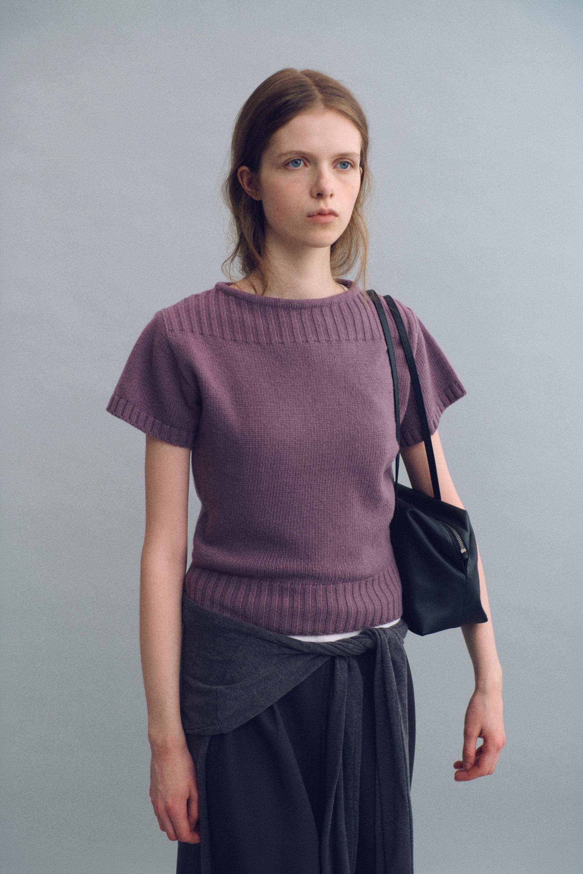 boat-neck half knit (mauve)