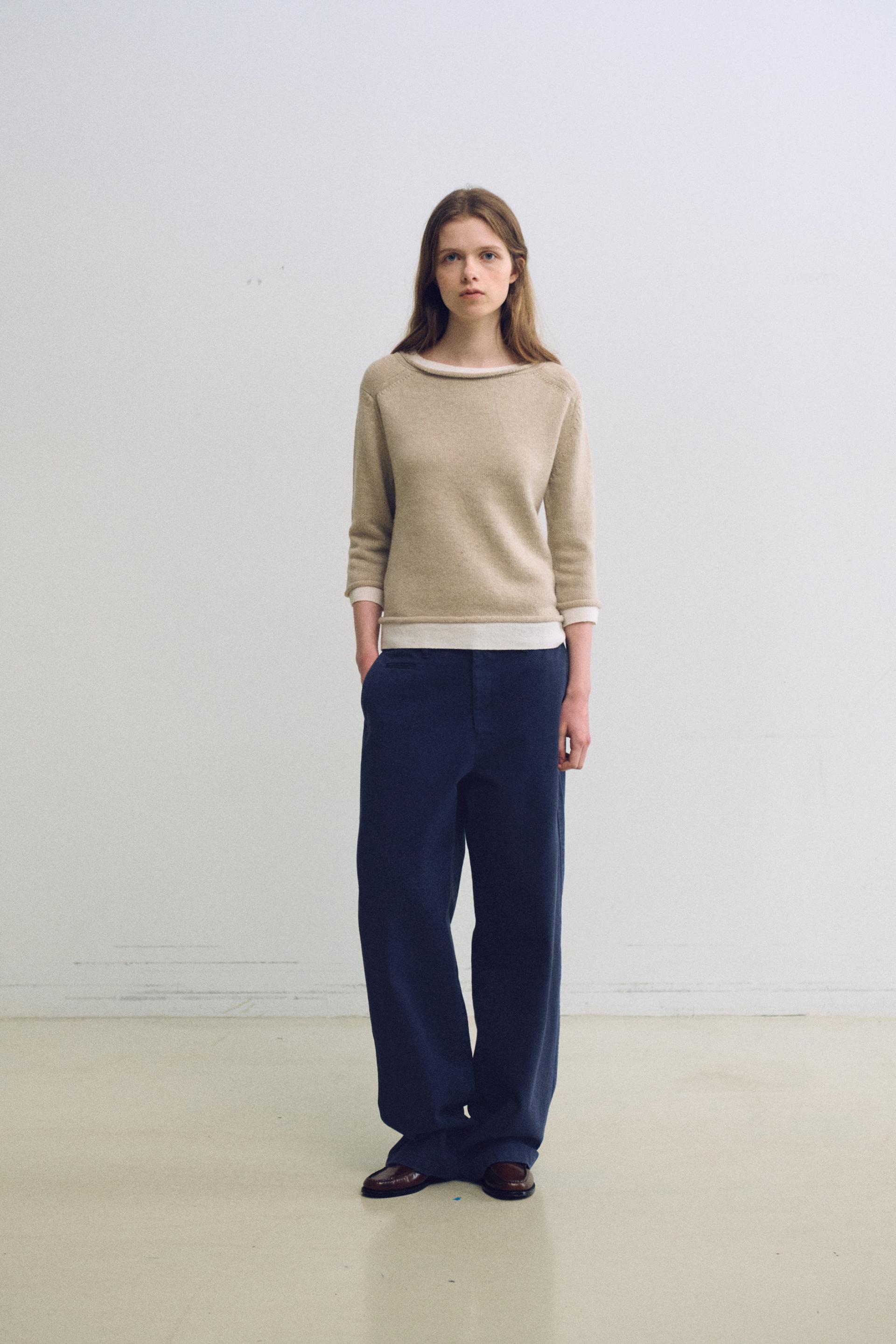 layered roll knit (beige)